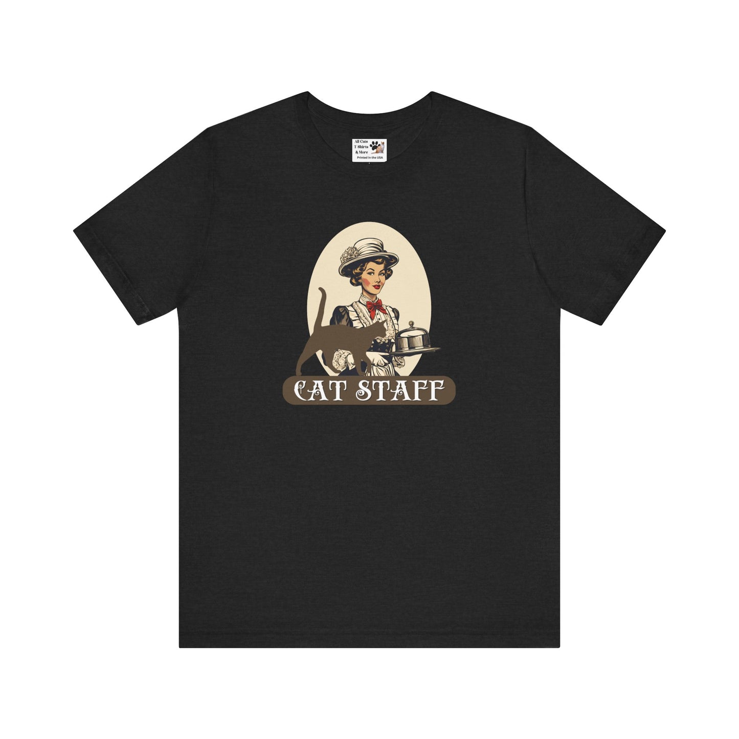Cat Staff T-Shirt - ("Victorian Era Style" - Unisex Jersey Tee - Perfect for Cat Lovers)