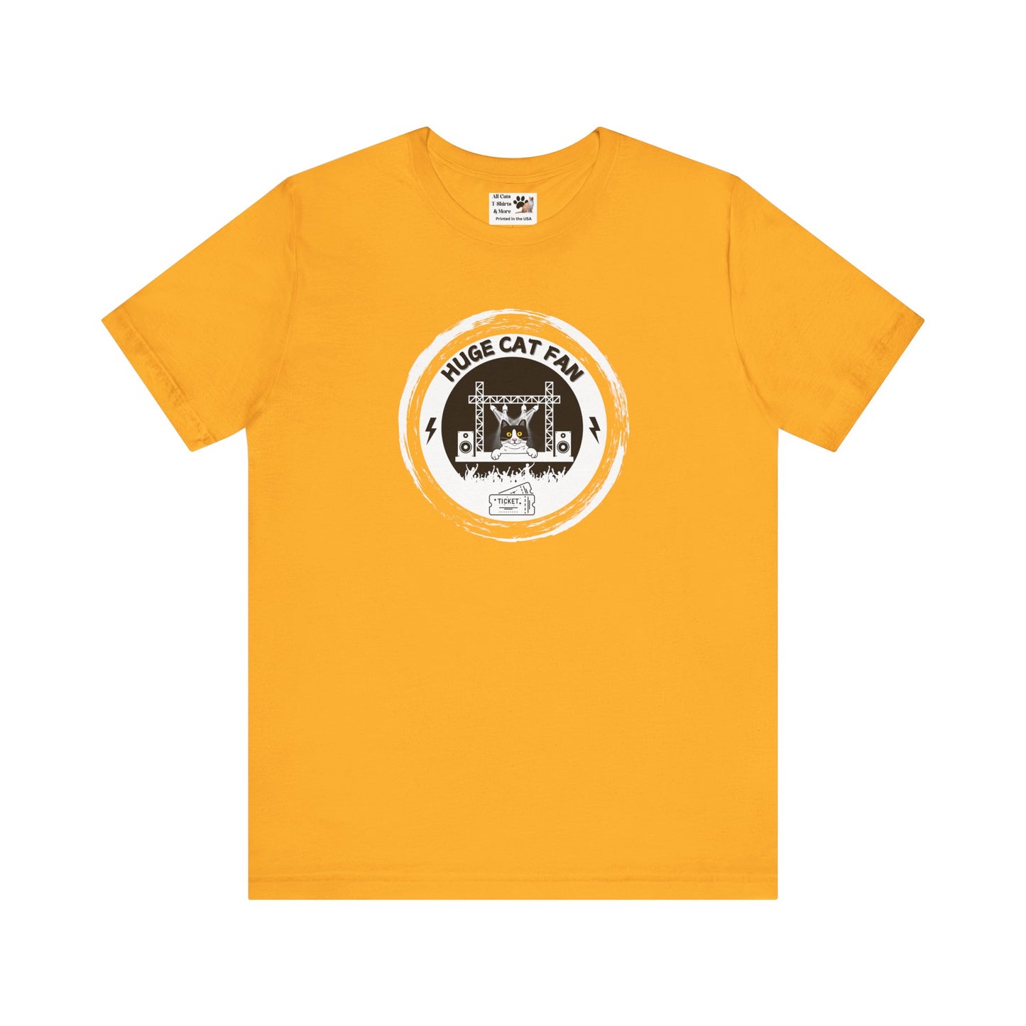 Huge Cat Fan "Brushed Circle Style" T-Shirt - (Fun Unisex Jersey Cat Lover Tee)