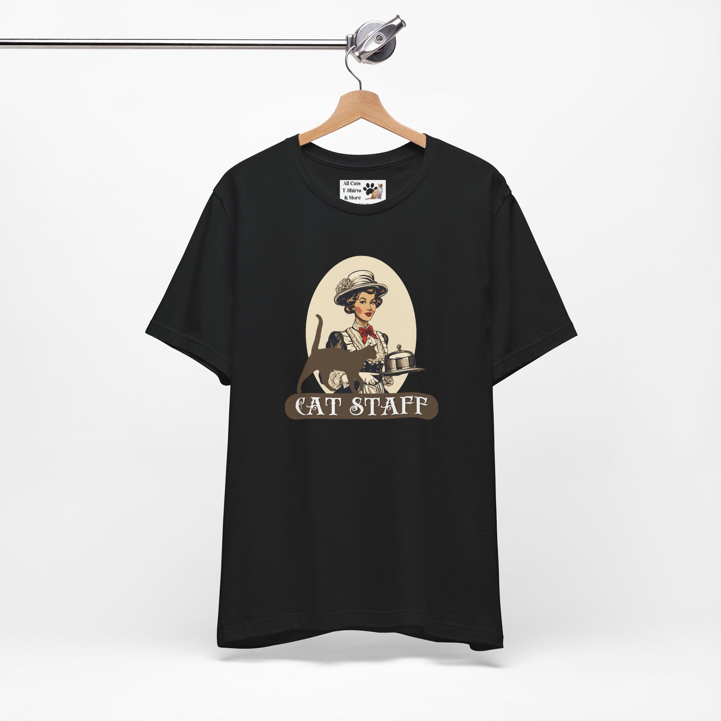Cat Staff T-Shirt - ("Victorian Era Style" - Unisex Jersey Tee - Perfect for Cat Lovers)