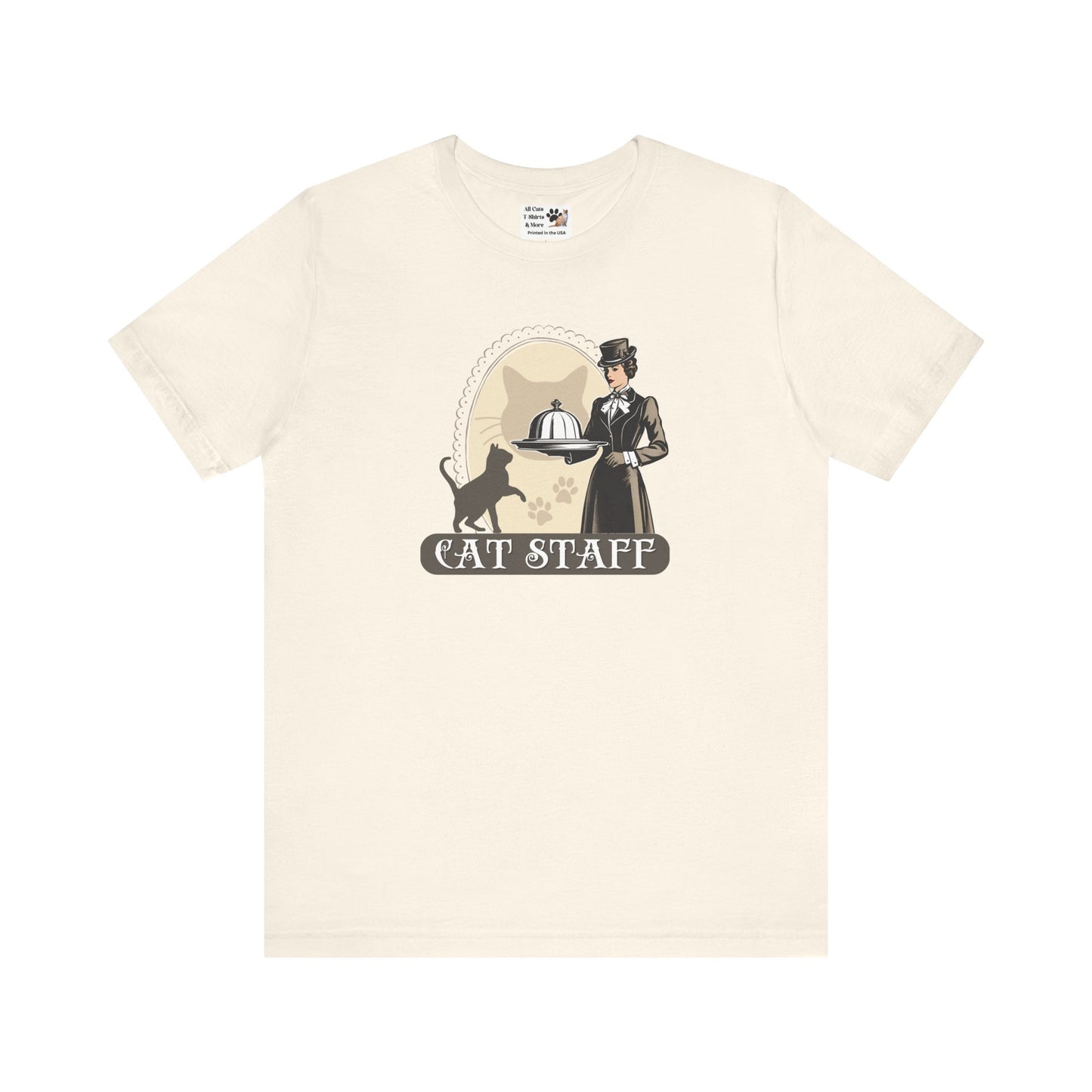 Cat Staff T-Shirt - ("Victorian Era Style" - Unisex Jersey Tee - Perfect for Cat Lovers)