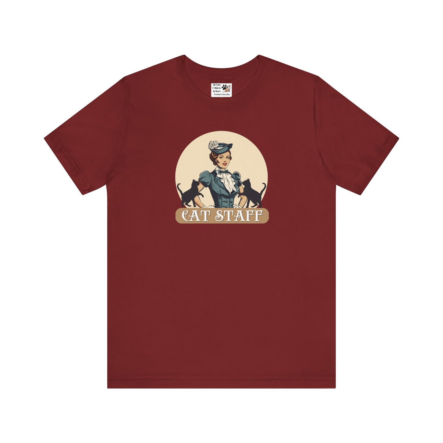 Cat Staff T-Shirt - ("Victorian Era Style" - Unisex Jersey Tee - Perfect for Cat Lovers)