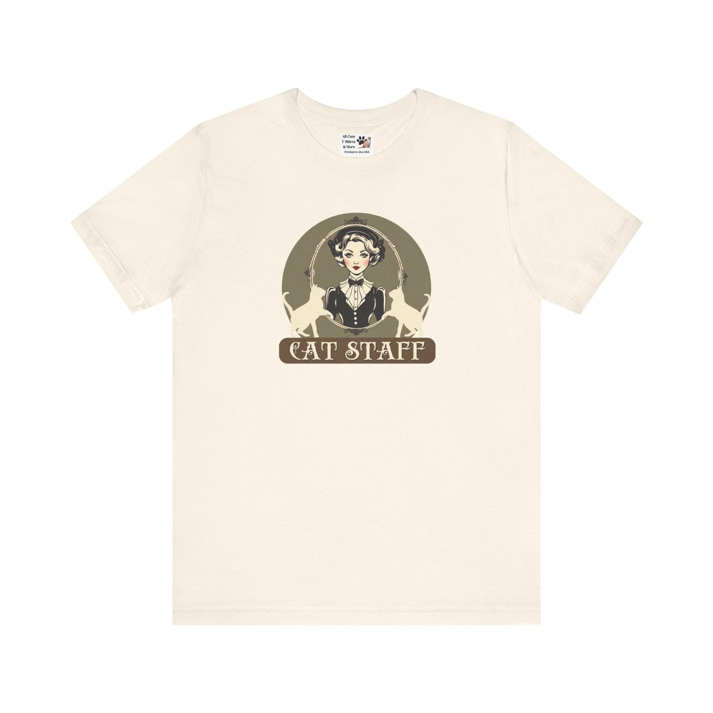 Cat Staff T-Shirt - ("Victorian Era Style" - Unisex Jersey Tee - Perfect for Cat Lovers)