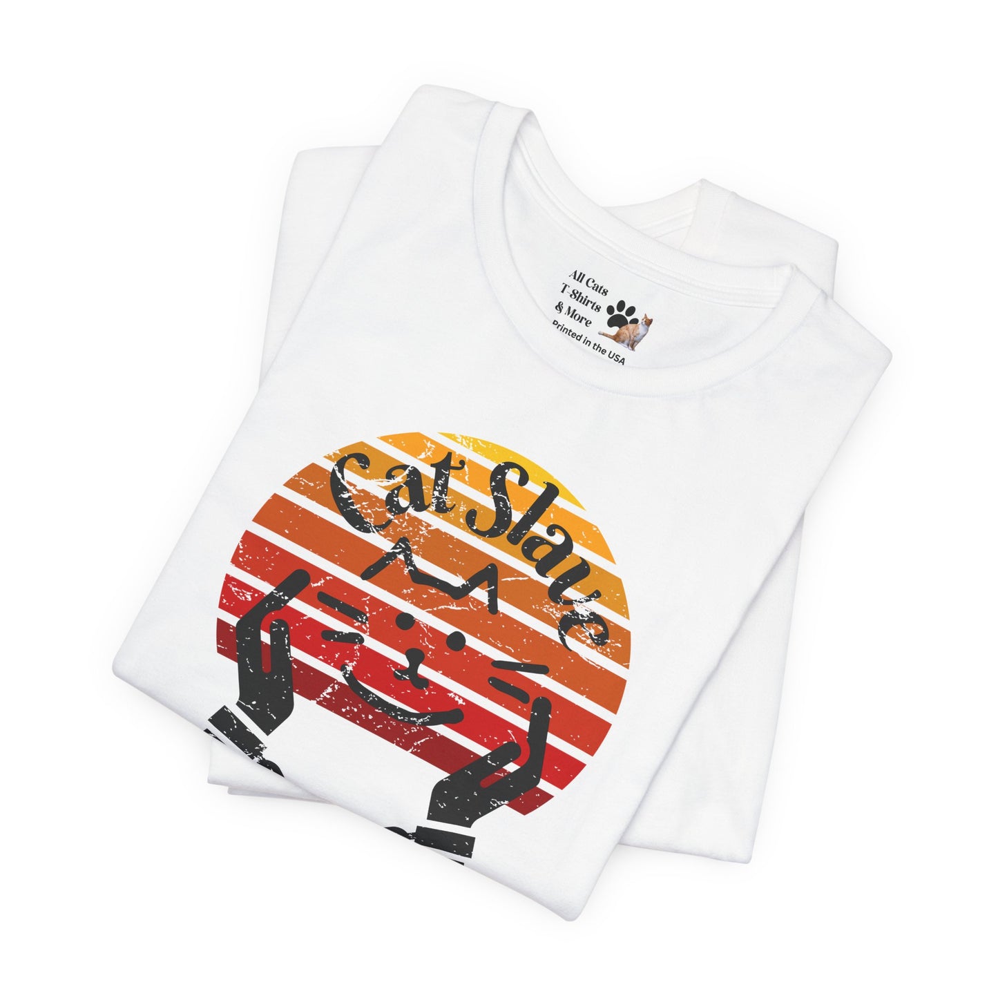 Funny Cat Slave Vintage Sunset T-Shirt, Unisex Jersey Tee - Casual & Trendy "Distressed Grunge Style" Design