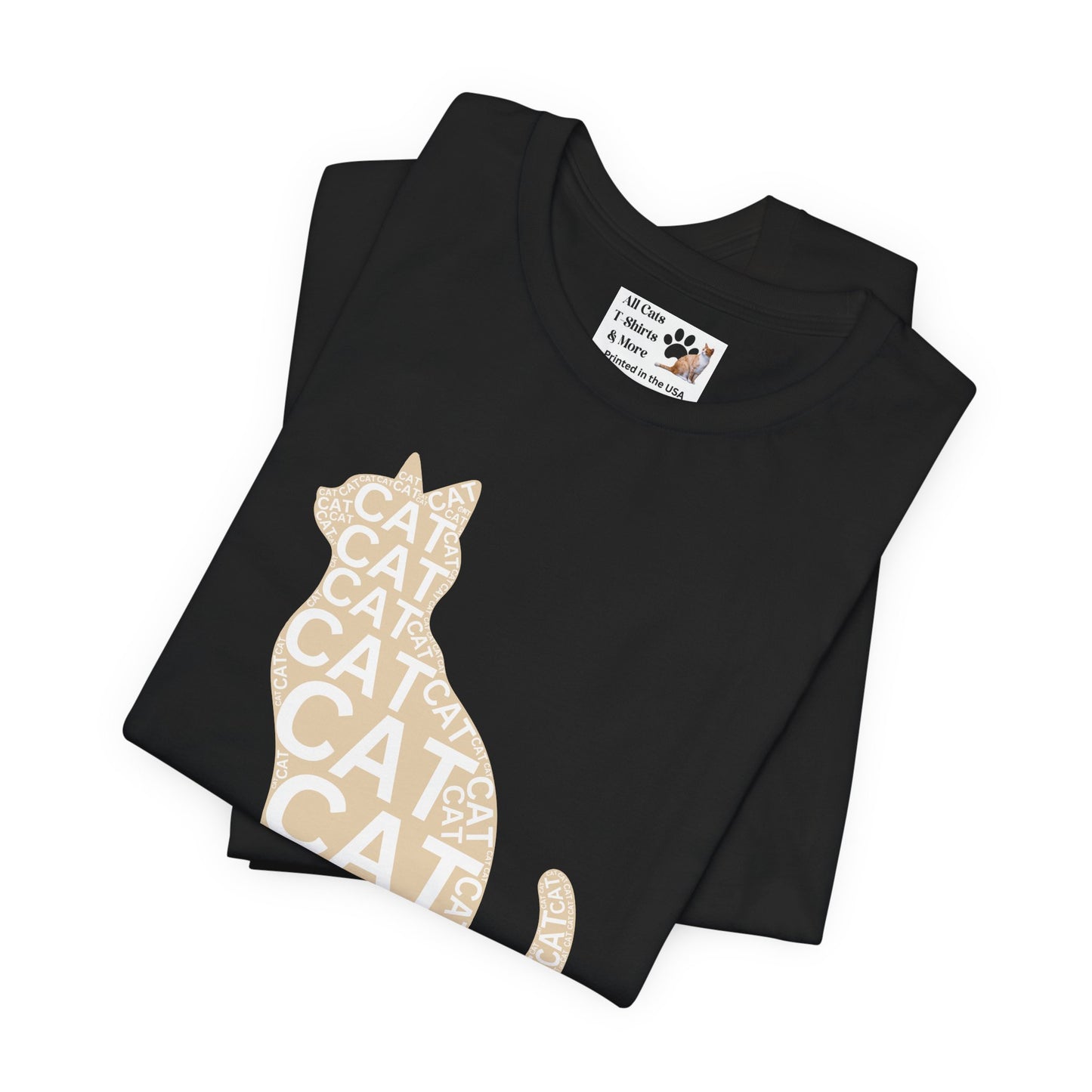 "CAT in a Cat, T-Shirt" - (Playful Beige Cat Design, Cat Lover Unisex Jersey Short Sleeve Tee - Purr-fect Gift!)