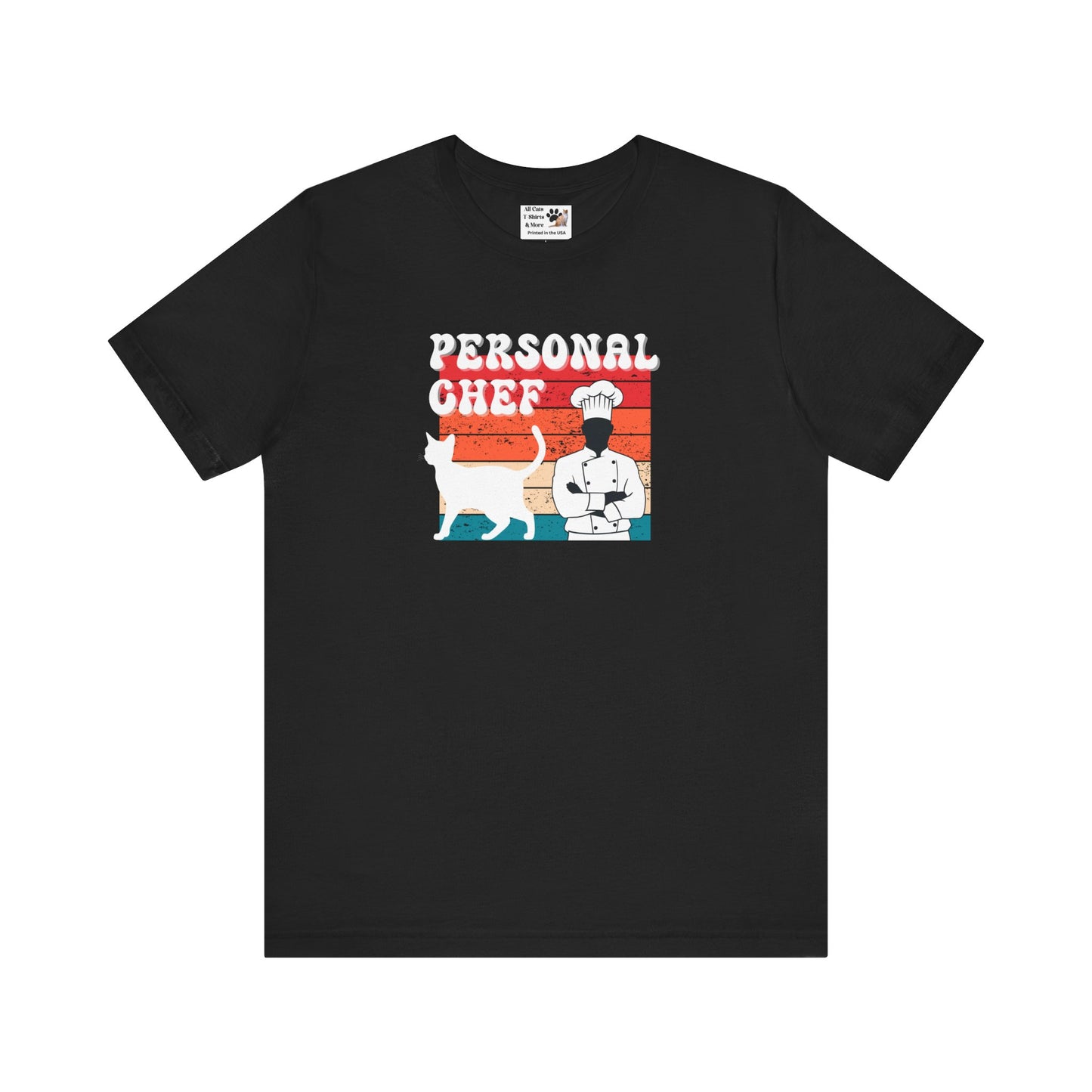 Personal Chef for Cats T-Shirt (#19 - Distressed Style Vintage Sunset, Unisex Jersey Tee)