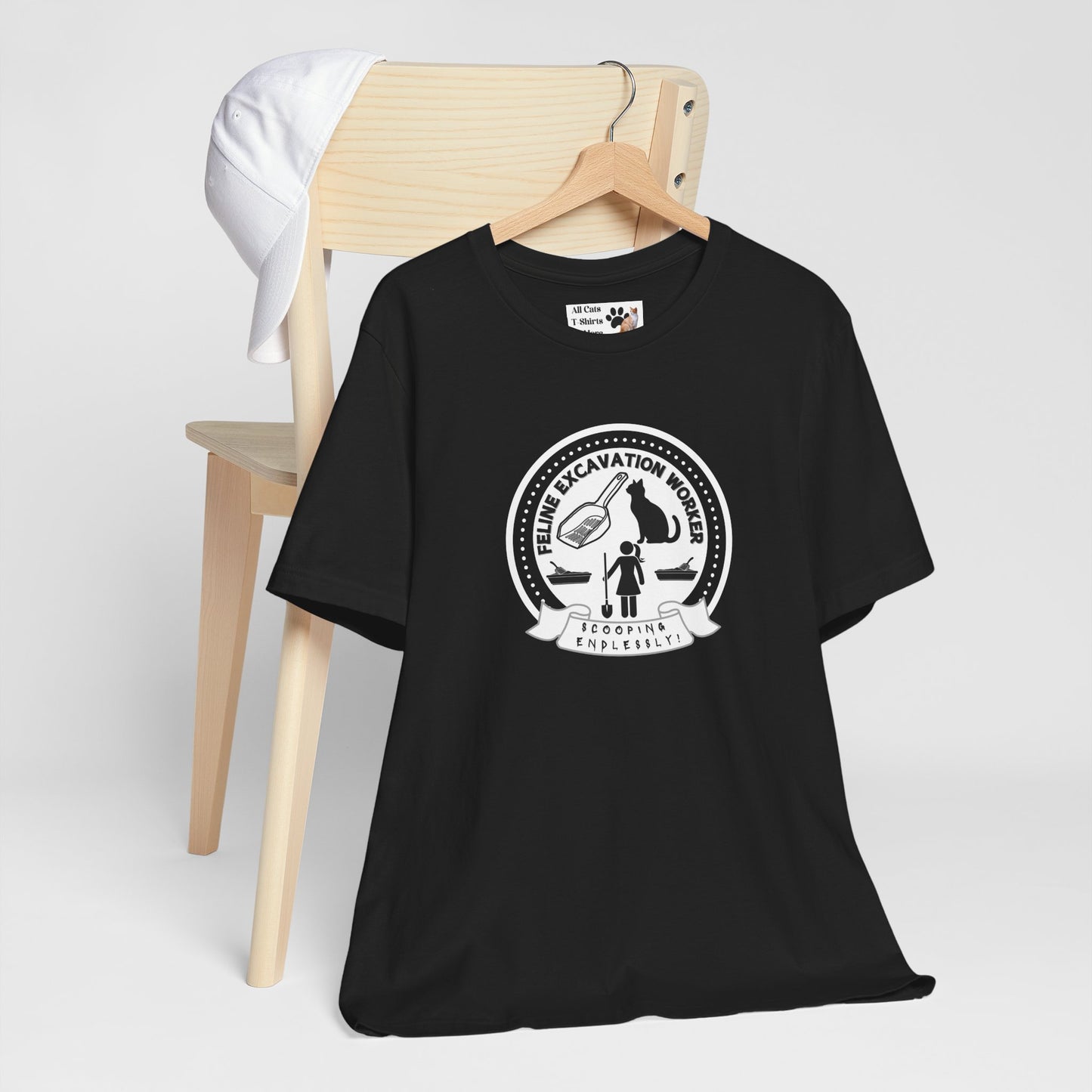 Fun Female Feline Excavation Worker Graphic T-Shirt - (Unisex Jersey Tee - Perfect for Cat Owners!)
