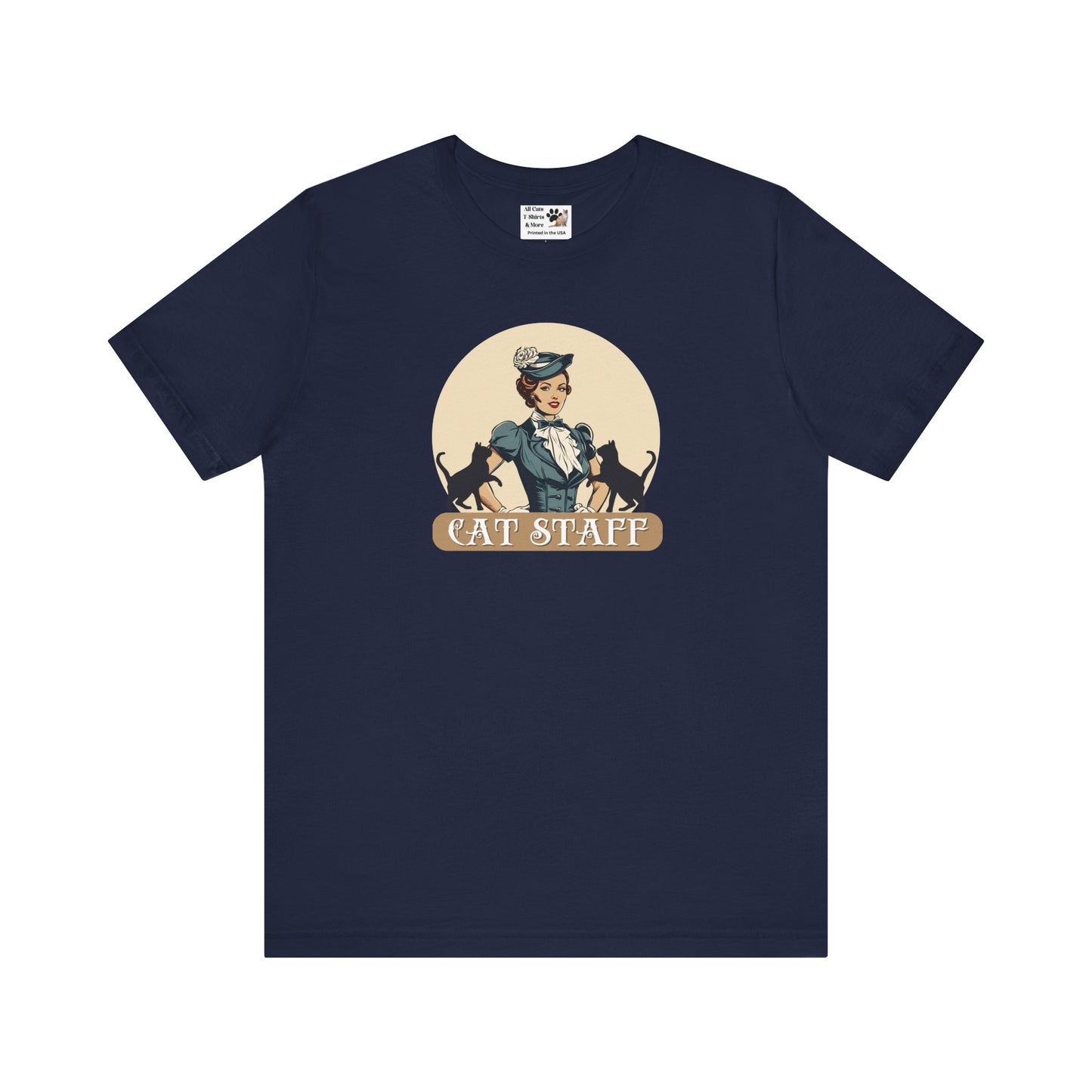 Cat Staff T-Shirt - ("Victorian Era Style" - Unisex Jersey Tee - Perfect for Cat Lovers)