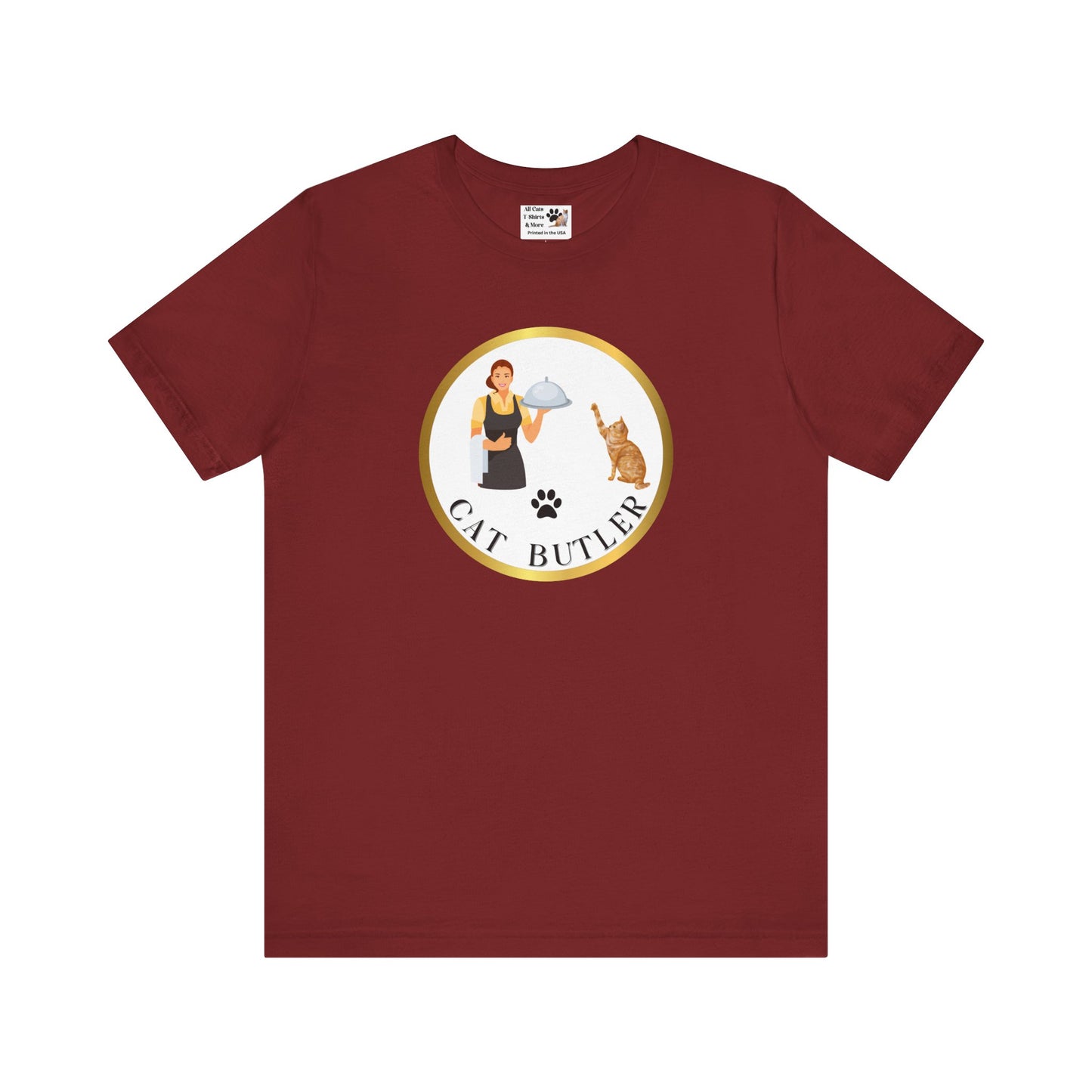 "Cat Butler" T-Shirt - With Vintage Style Design - (Unisex Jersey Short Sleeve Tee - Perfect Gift for Cat Lovers!)