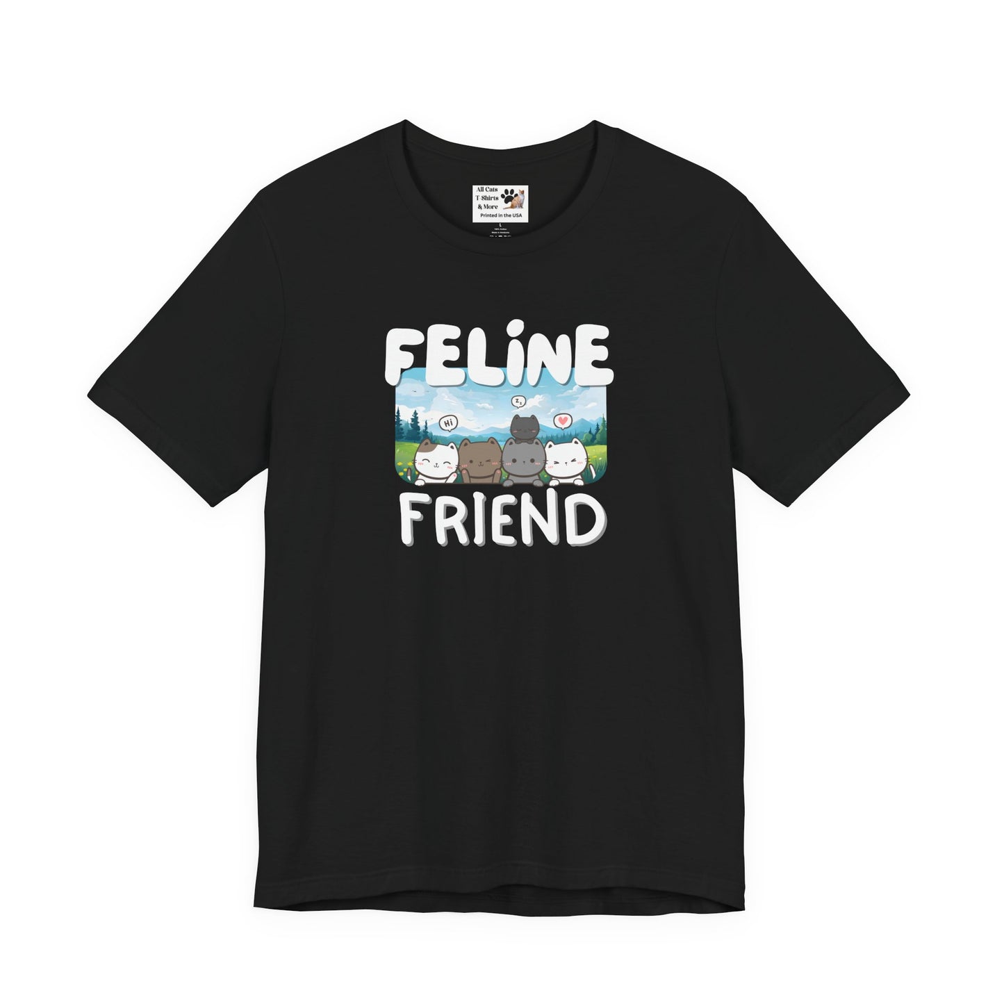 Feline Friend Graphic T-Shirt - (Cute Unisex Cat Tee)
