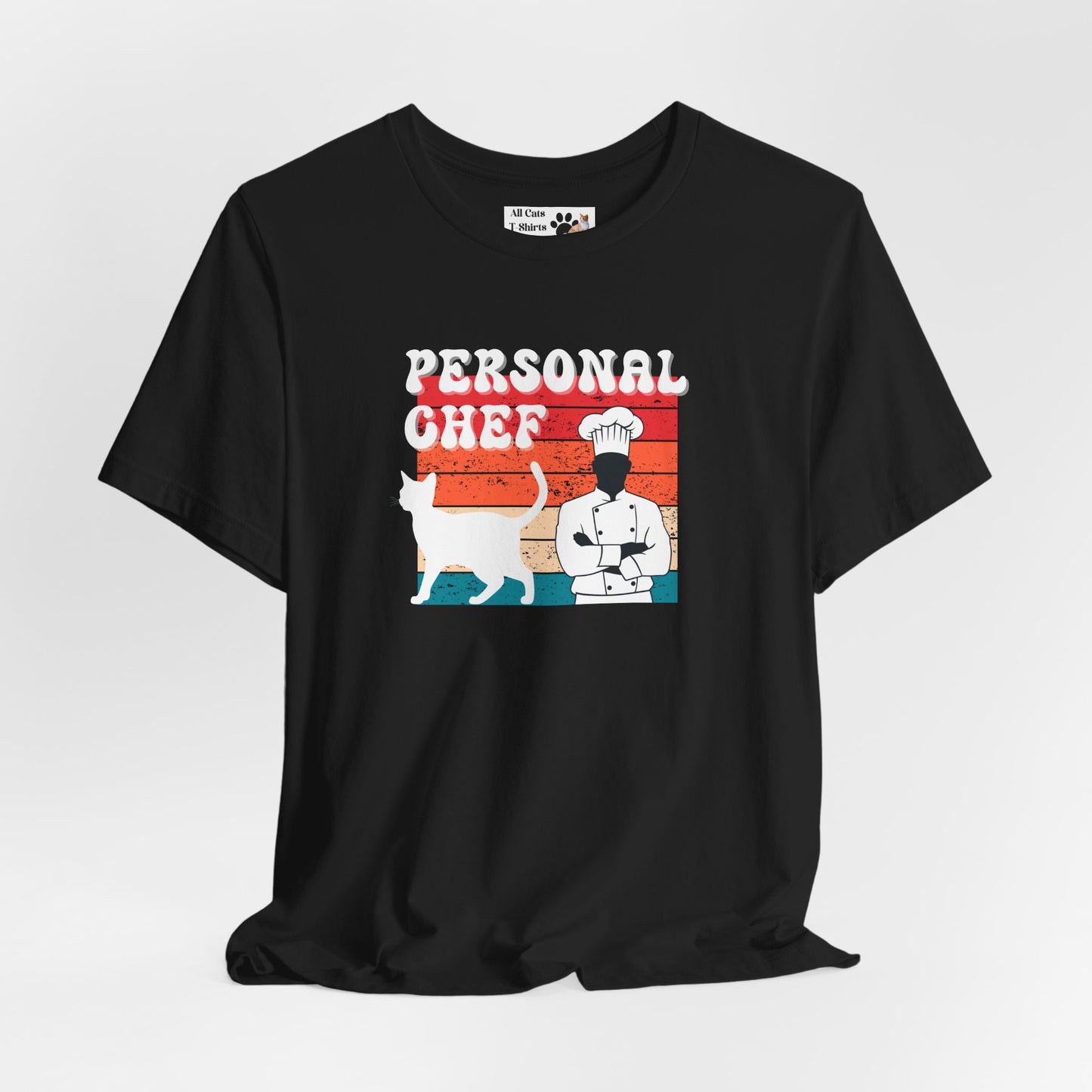 Personal Chef for Cats T-Shirt (#19 - Distressed Style Vintage Sunset, Unisex Jersey Tee)