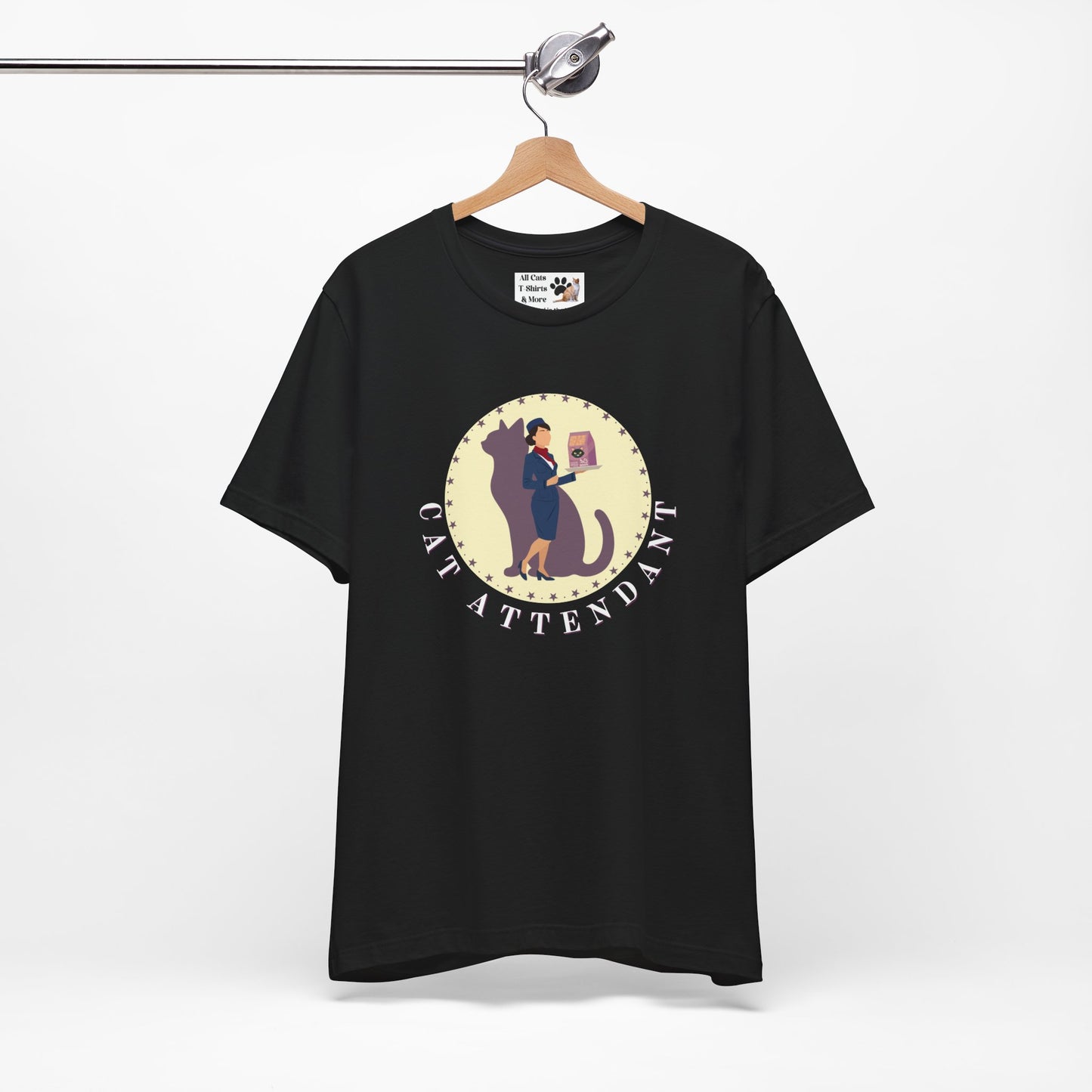 Fun "Cat Attendant" T-Shirt - (Unisex Jersey Short Sleeve Tee - Perfect Gift for Cat Lovers!)