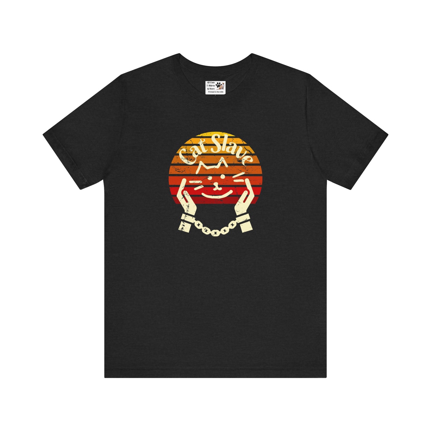Cat Slave Vintage Sunset T-Shirt - (Unisex Jersey Tee - Casual & Trendy Distressed Style Design, Cat Fan Tee)