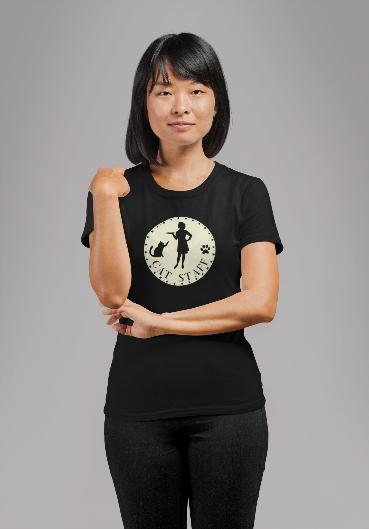 Cat Staff T-Shirt - (Unisex Jersey Short Sleeve Tee - Perfect for Cat Lovers)