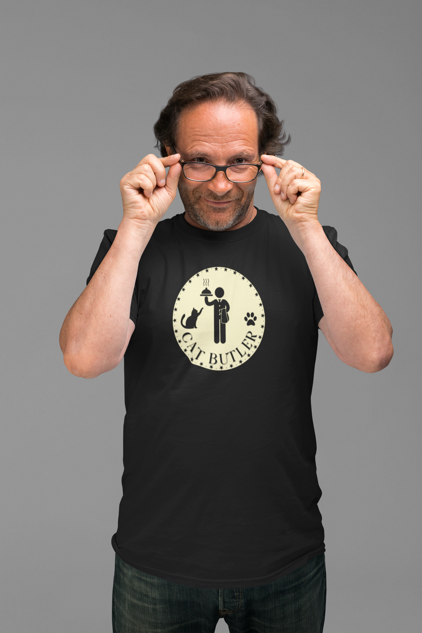Cat Butler T-Shirt - (Unisex Jersey Tee - Perfect for Cat Lovers)