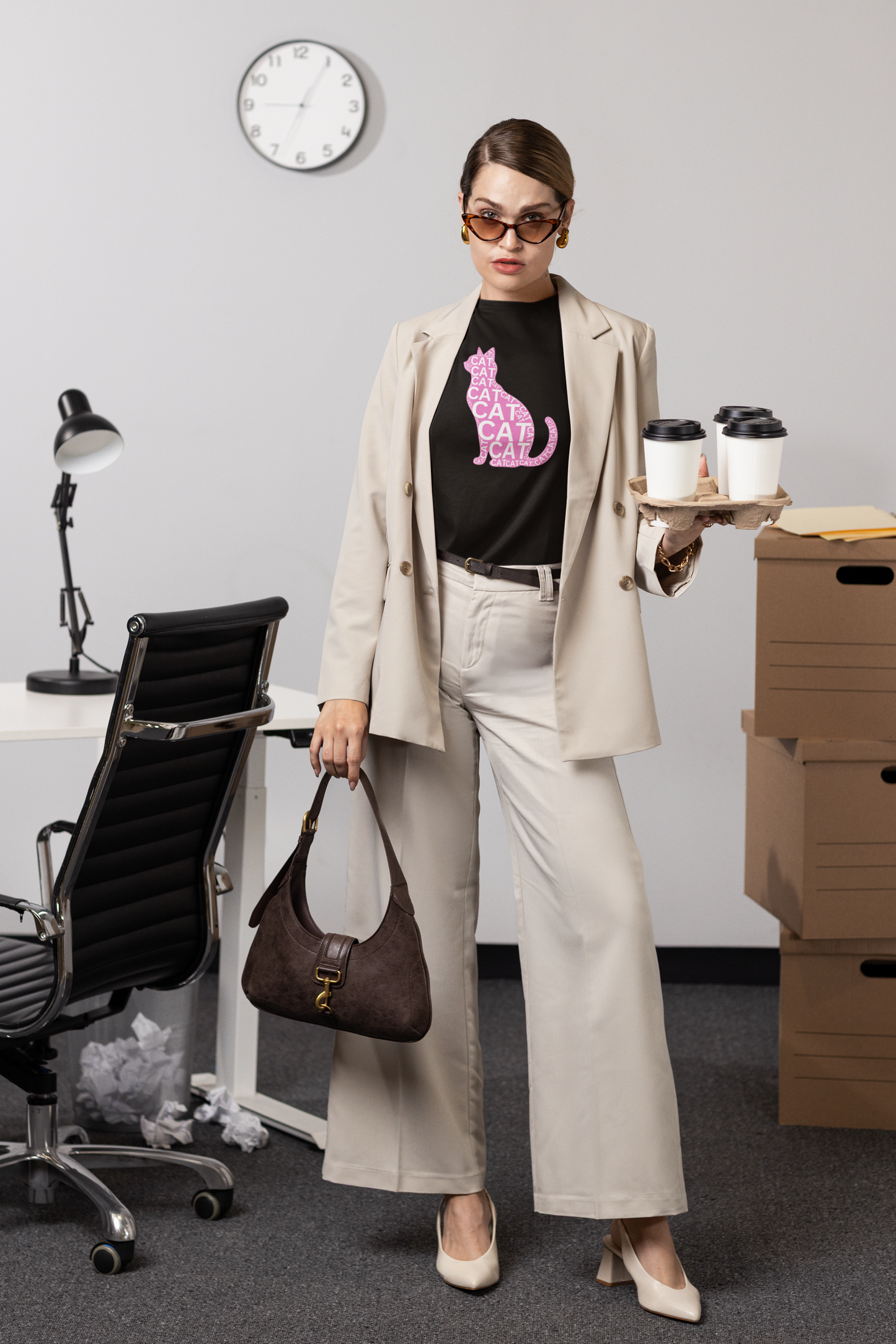 "CAT in a Cat, T-Shirt" - Cat Lover Unisex Jersey Tee - Playful Pink Cat Design