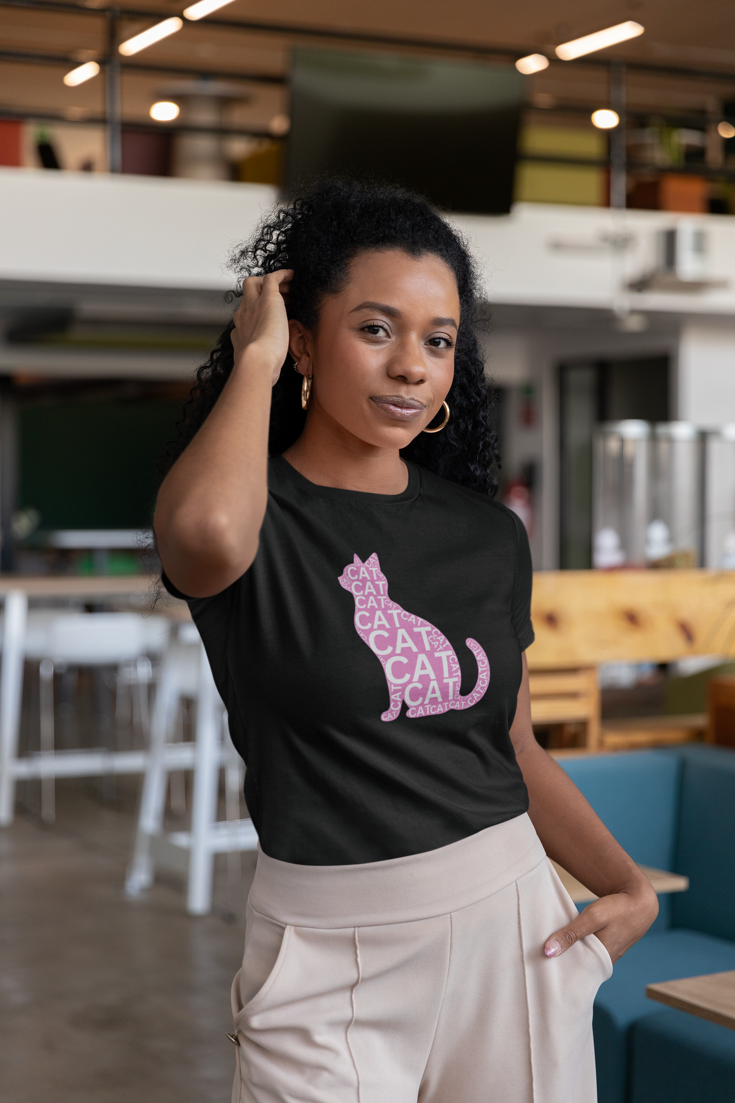 "CAT in a Cat, T-Shirt" - Cat Lover Unisex Jersey Tee - Playful Pink Cat Design