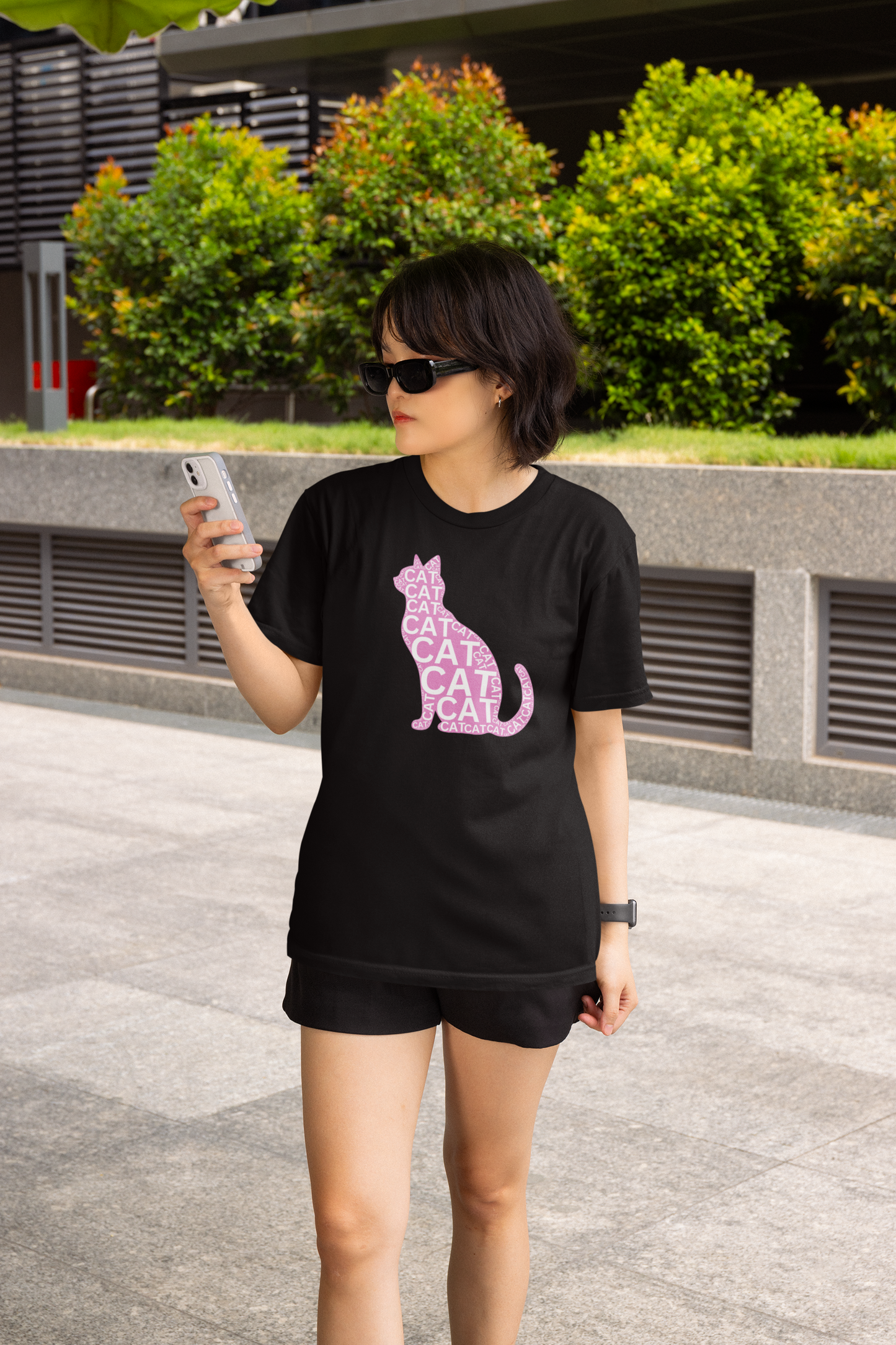 "CAT in a Cat, T-Shirt" - Cat Lover Unisex Jersey Tee - Playful Pink Cat Design