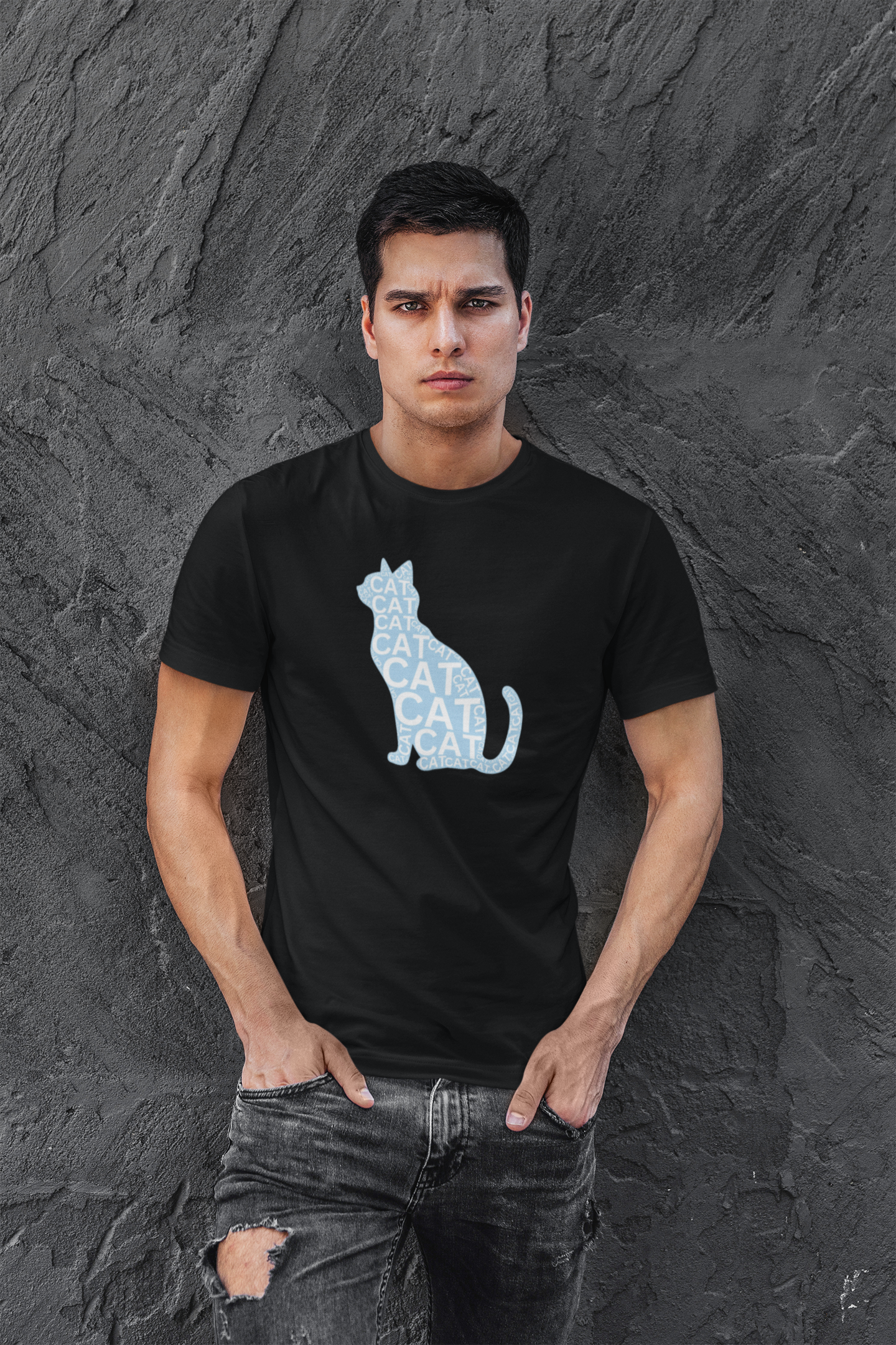 "CAT in a Cat, T-Shirt" - (Playful Blue Cat Design, Cat Lover Unisex Jersey Short Sleeve Tee - Purr-fect Gift!)