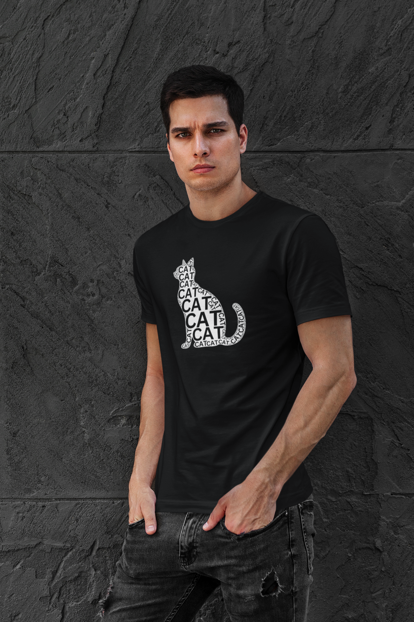 "CAT in a Cat, T-Shirt" - (Playful Black & White Cat Design, Cat Lover Unisex Jersey Short Sleeve Tee - Purr-fect Gift!)
