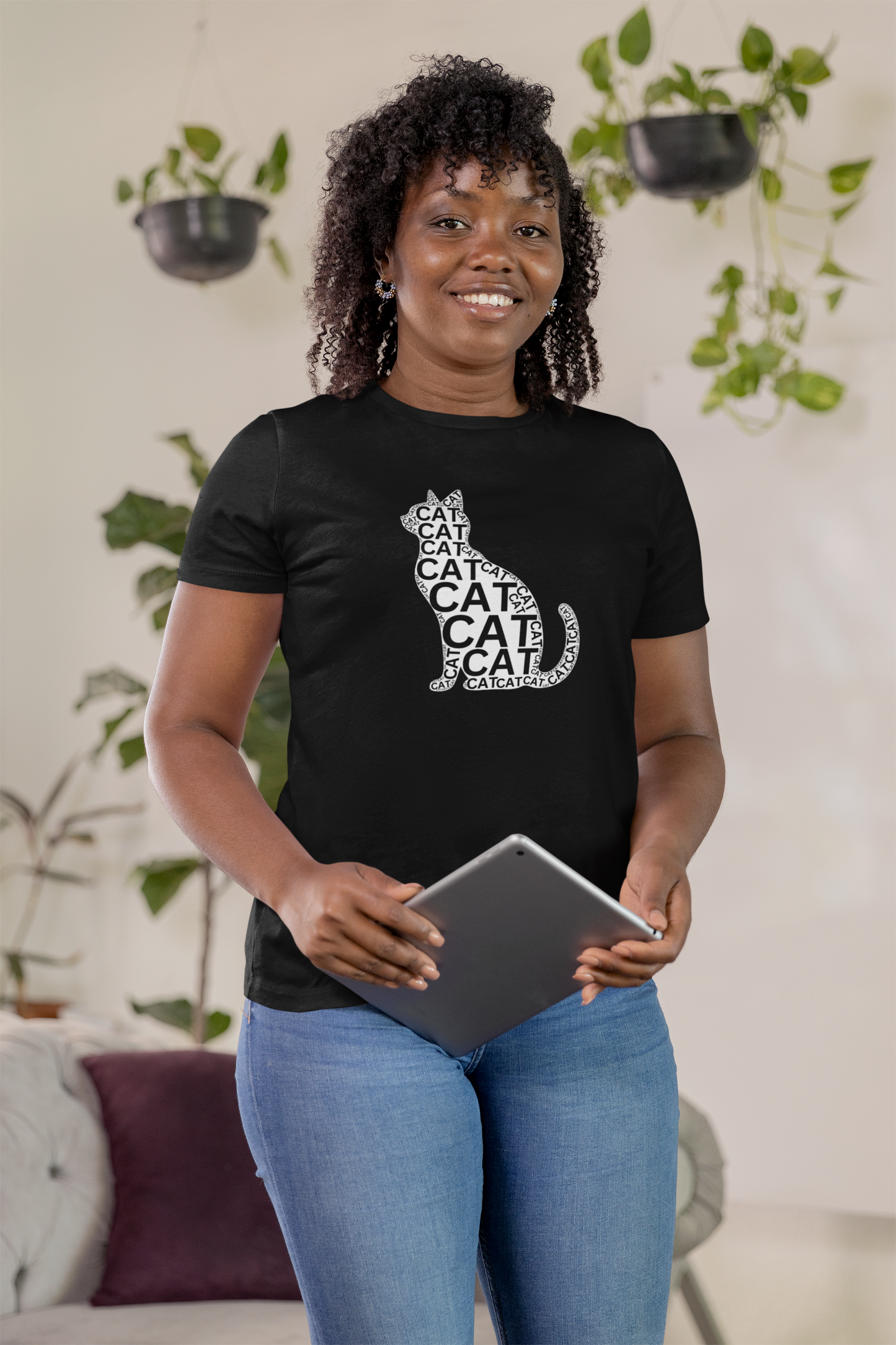 "CAT in a Cat, T-Shirt" - (Playful Black & White Cat Design, Cat Lover Unisex Jersey Short Sleeve Tee - Purr-fect Gift!)