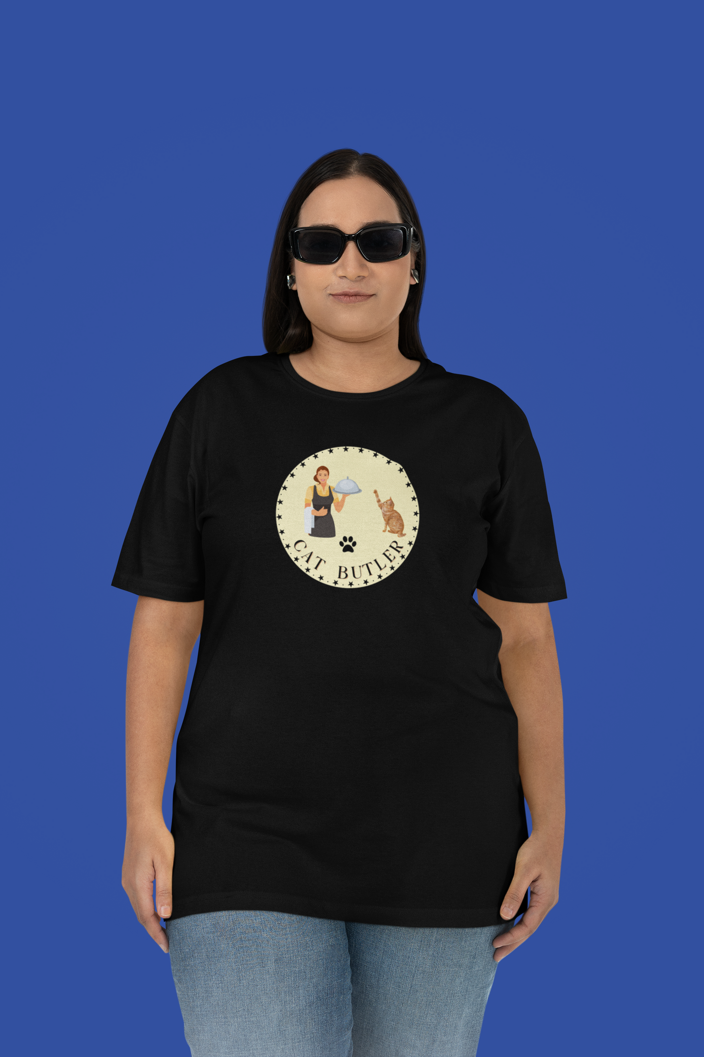 "Cat Butler" T-Shirt - With Vintage Style Design - (Unisex Jersey Short Sleeve Tee - Perfect Gift for Cat Lovers!)
