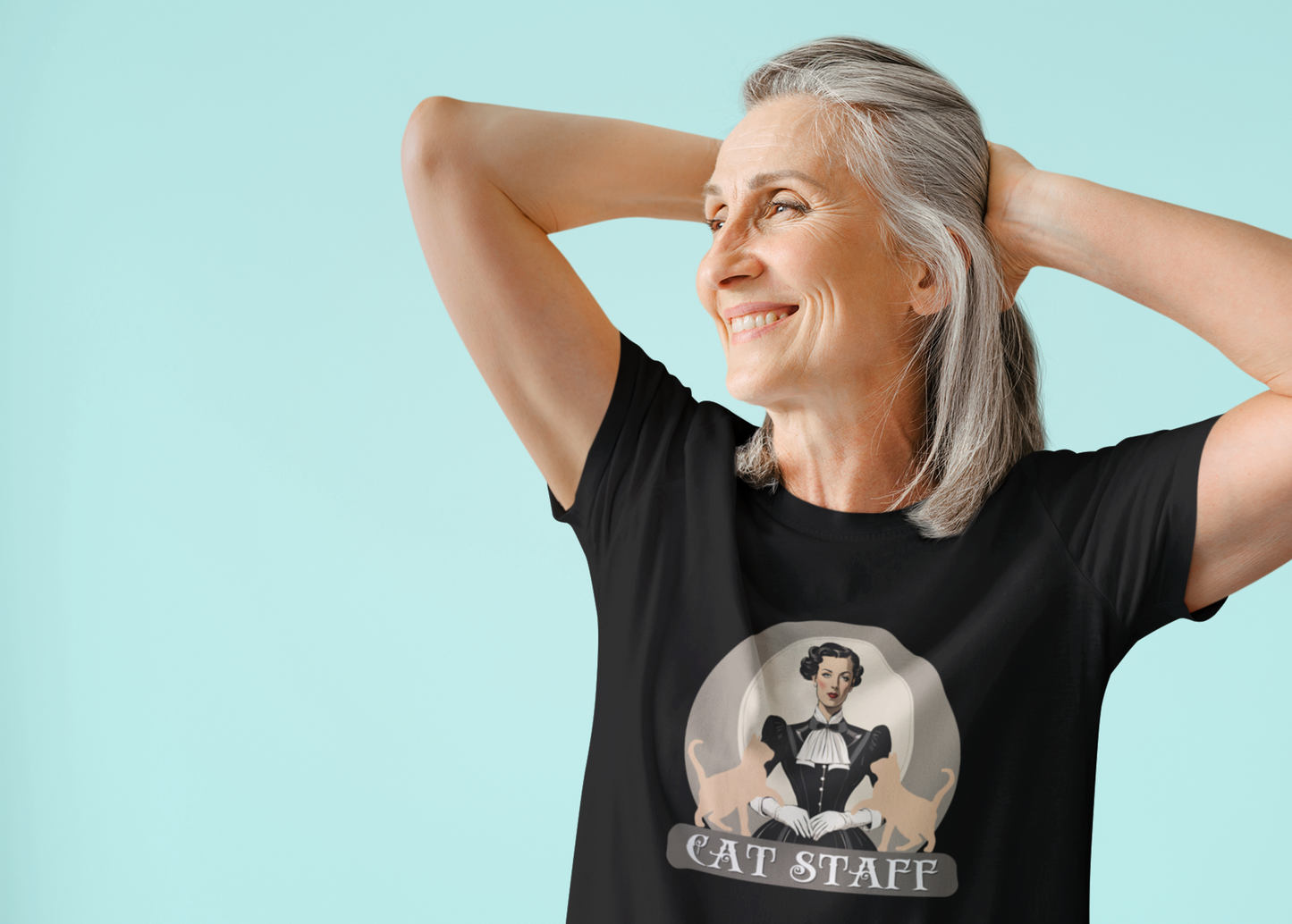 Cat Staff T-Shirt - ("Victorian Era Style" - Unisex Jersey Tee - Perfect for Cat Lovers)