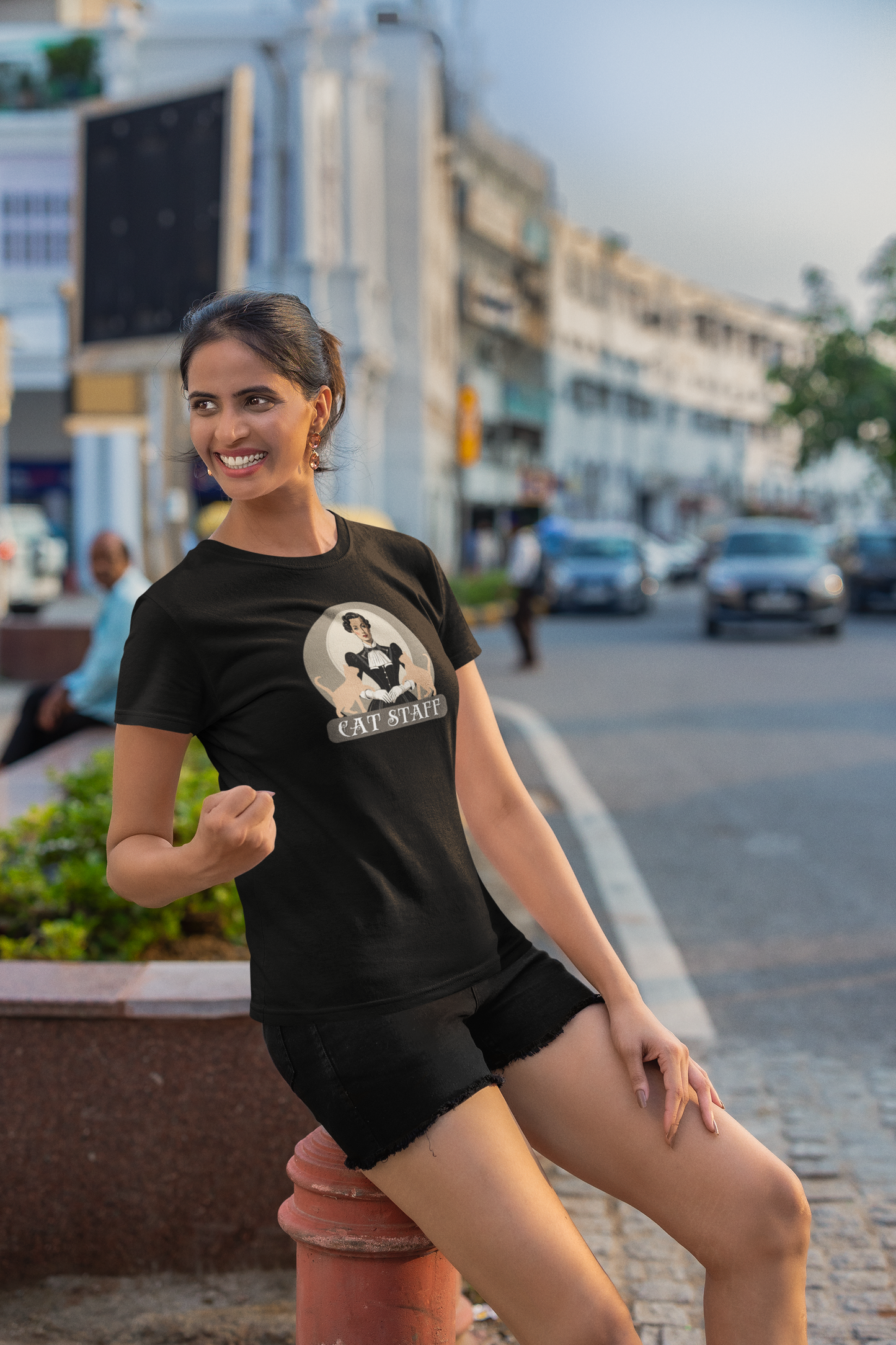 Cat Staff T-Shirt - ("Victorian Era Style" - Unisex Jersey Tee - Perfect for Cat Lovers)