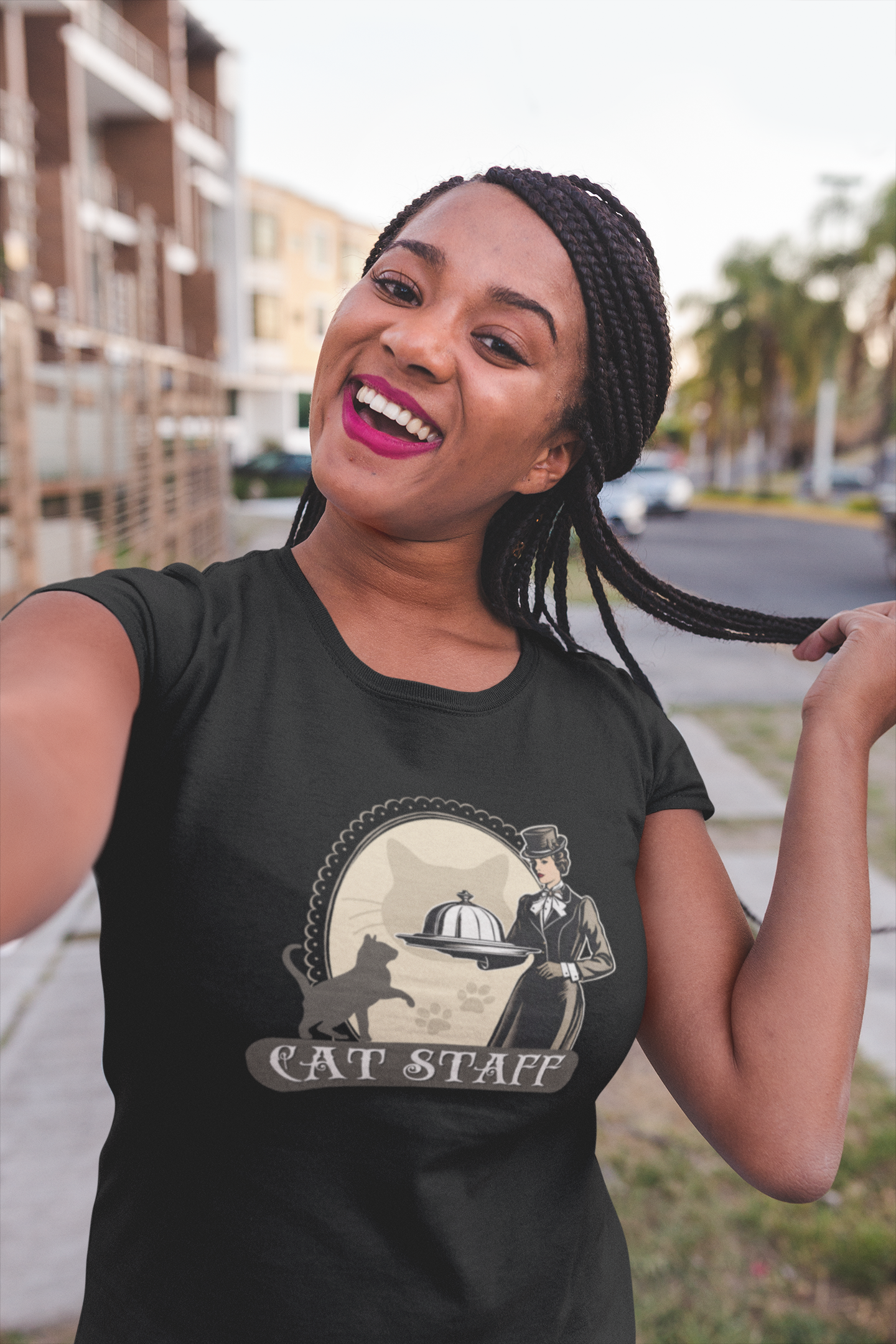 Cat Staff T-Shirt - ("Victorian Era Style" - Unisex Jersey Tee - Perfect for Cat Lovers)