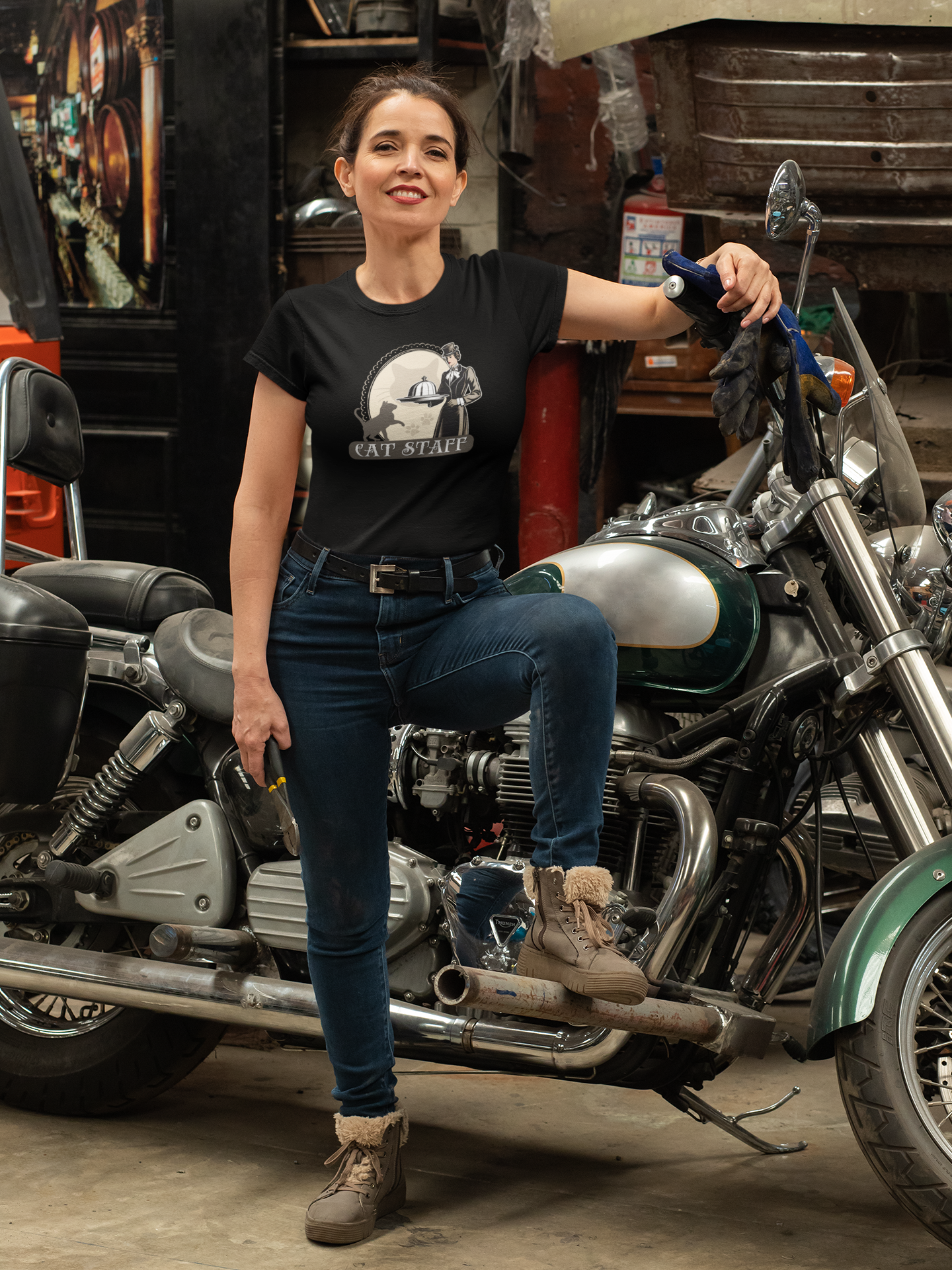 Cat Staff T-Shirt - ("Victorian Era Style" - Unisex Jersey Tee - Perfect for Cat Lovers)