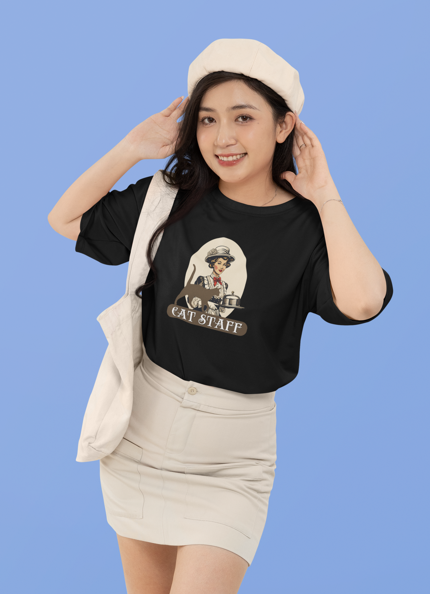 Cat Staff T-Shirt - ("Victorian Era Style" - Unisex Jersey Tee - Perfect for Cat Lovers)