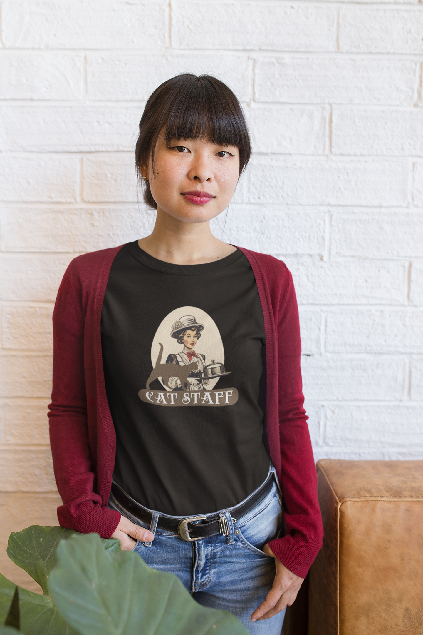 Cat Staff T-Shirt - ("Victorian Era Style" - Unisex Jersey Tee - Perfect for Cat Lovers)