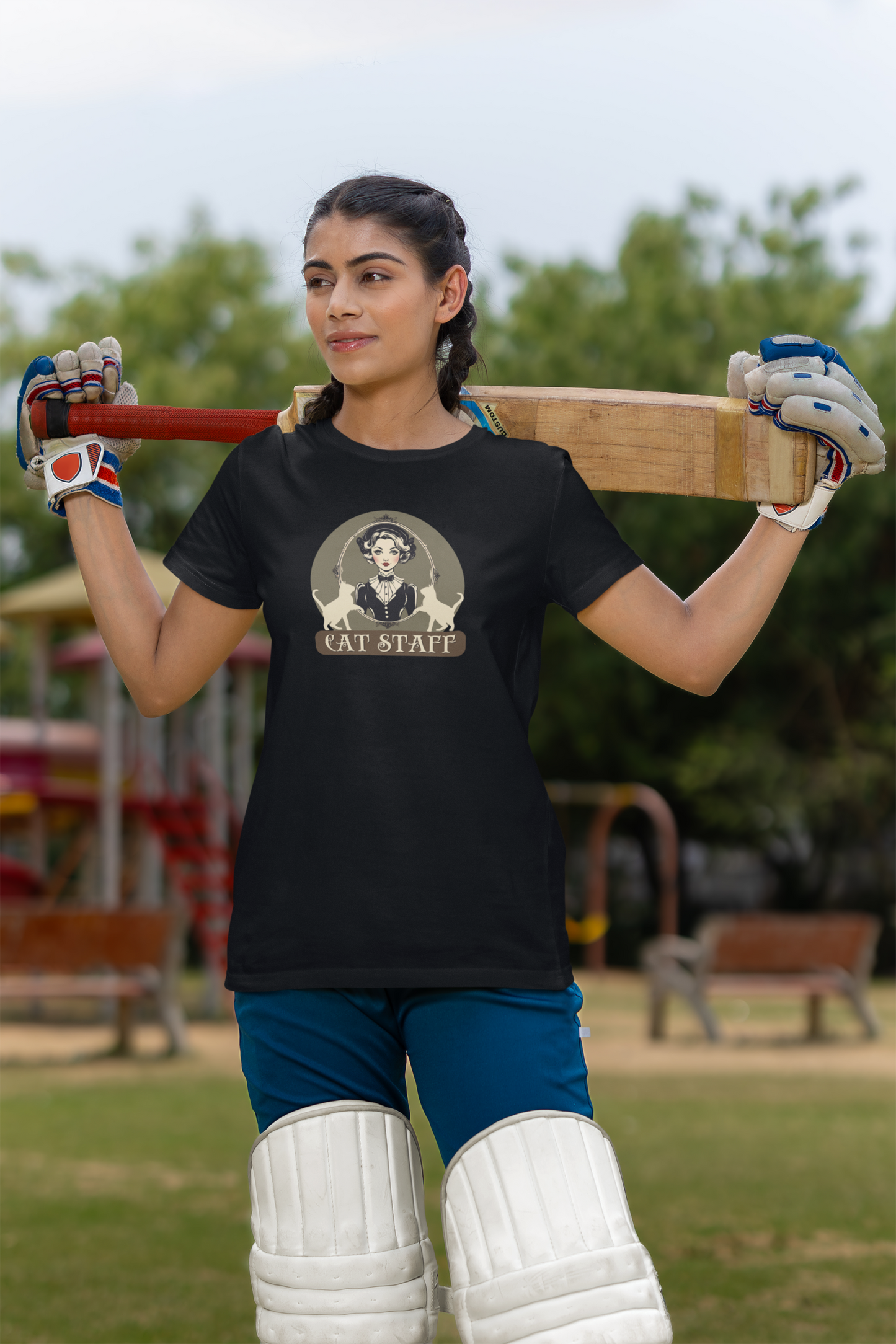 Cat Staff T-Shirt - ("Victorian Era Style" - Unisex Jersey Tee - Perfect for Cat Lovers)