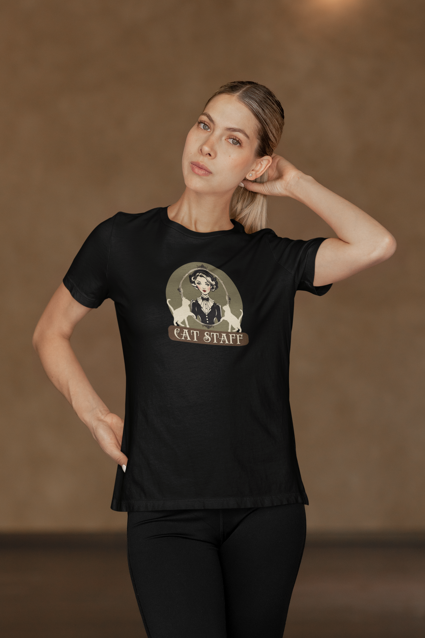 Cat Staff T-Shirt - ("Victorian Era Style" - Unisex Jersey Tee - Perfect for Cat Lovers)