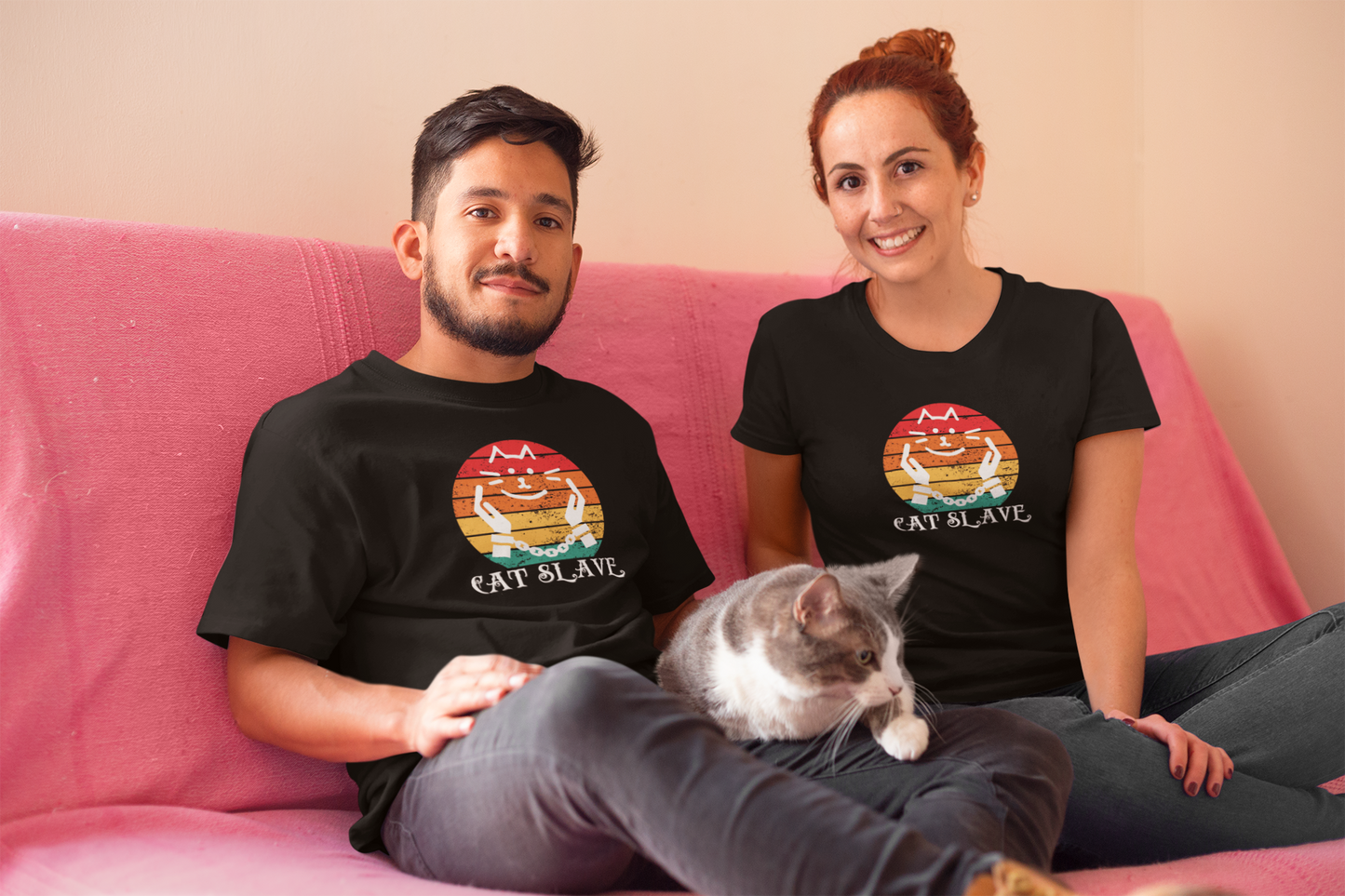 Cat Slave Vintage Sunset T-Shirt - (Unisex Jersey Tee - Casual & Trendy "Semi-Distressed" Style Design )