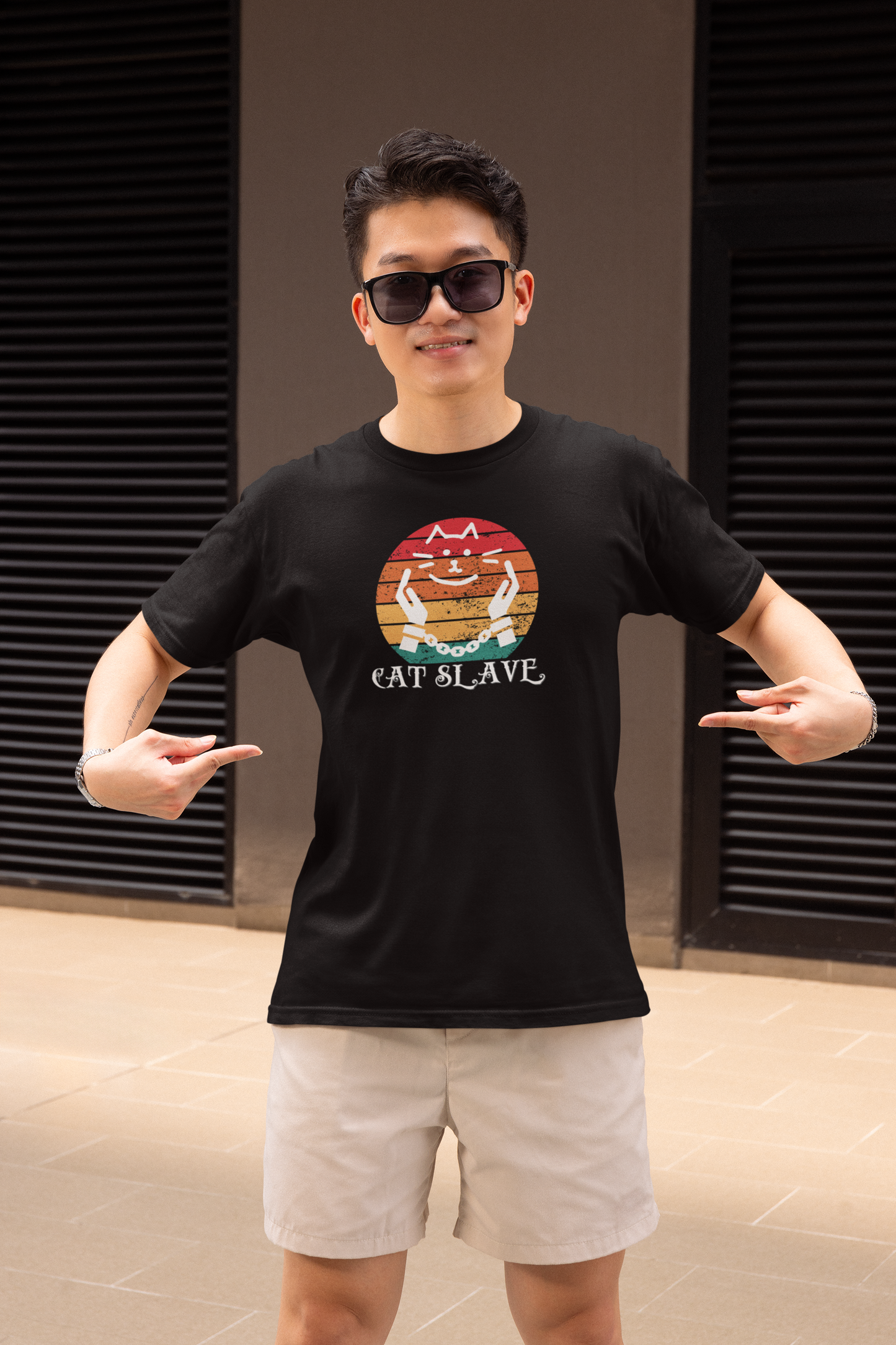 Cat Slave Vintage Sunset T-Shirt - (Unisex Jersey Tee - Casual & Trendy "Semi-Distressed" Style Design )