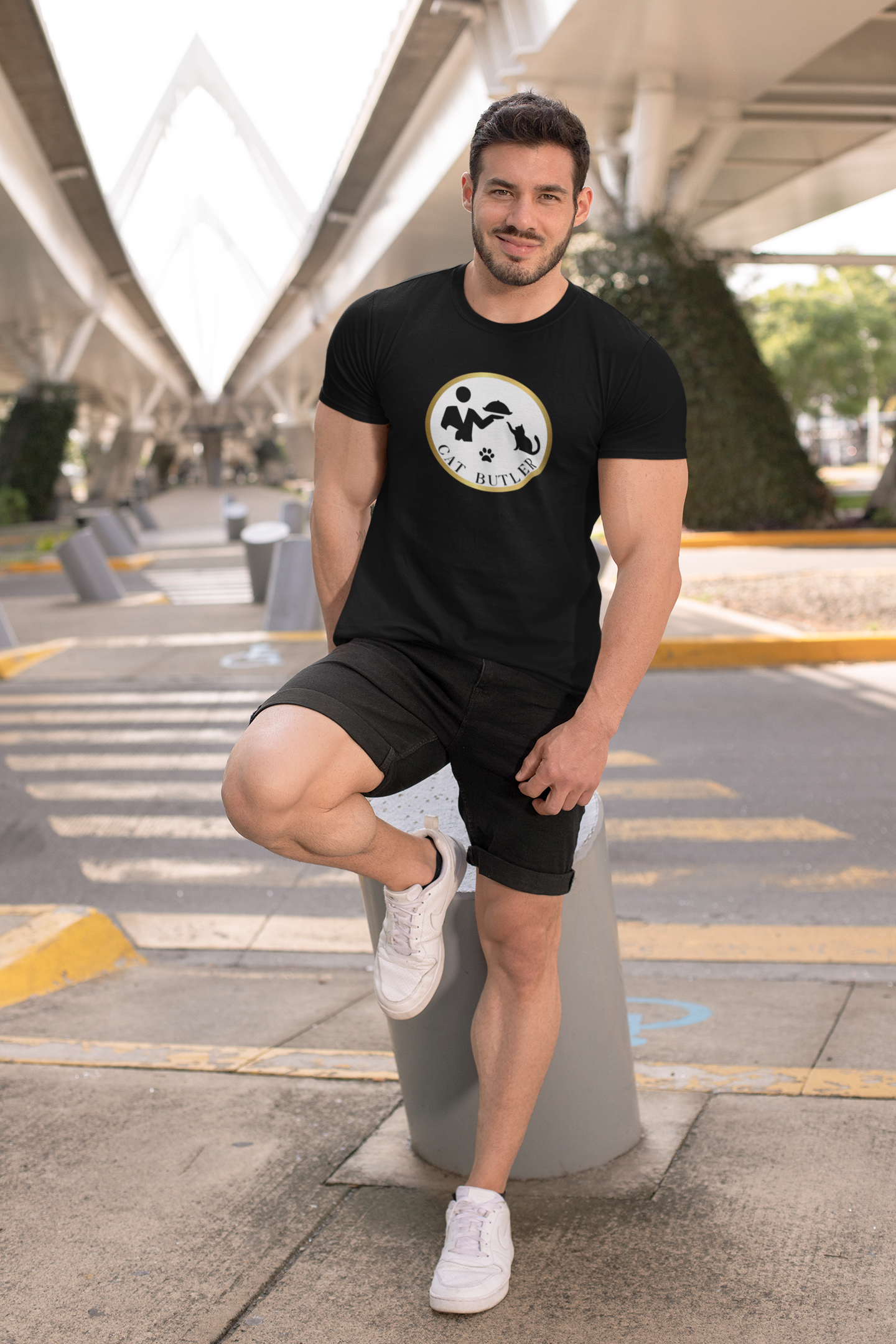 "Cat Butler" Design T-Shirt - (Unisex Jersey Short Sleeve Tee - Perfect Gift for Cat Lovers!)