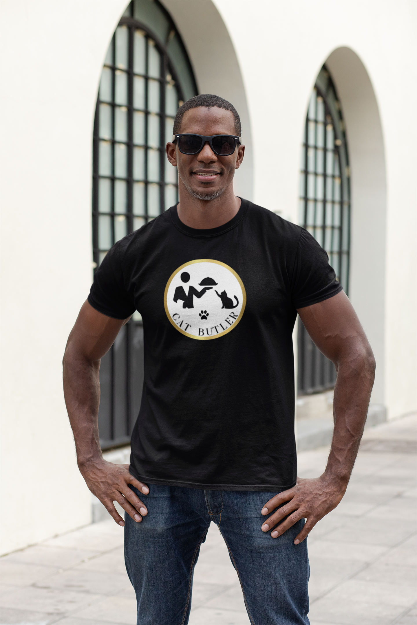 "Cat Butler" Design T-Shirt - (Unisex Jersey Short Sleeve Tee - Perfect Gift for Cat Lovers!)