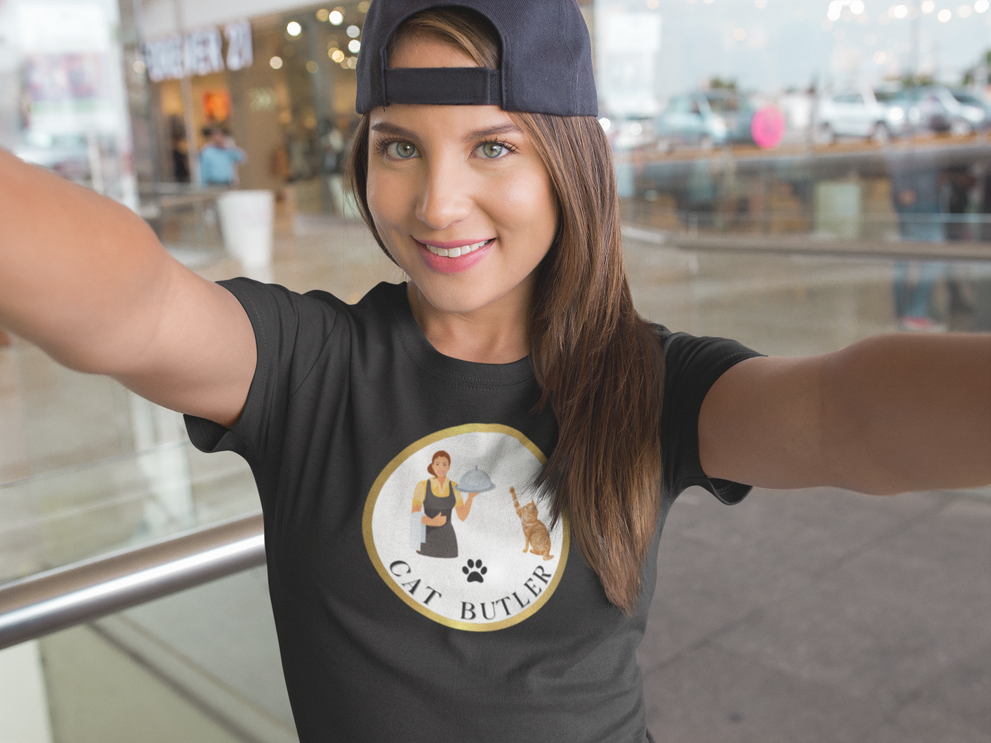 "Cat Butler" T-Shirt - With Vintage Style Design - (Unisex Jersey Short Sleeve Tee - Perfect Gift for Cat Lovers!)