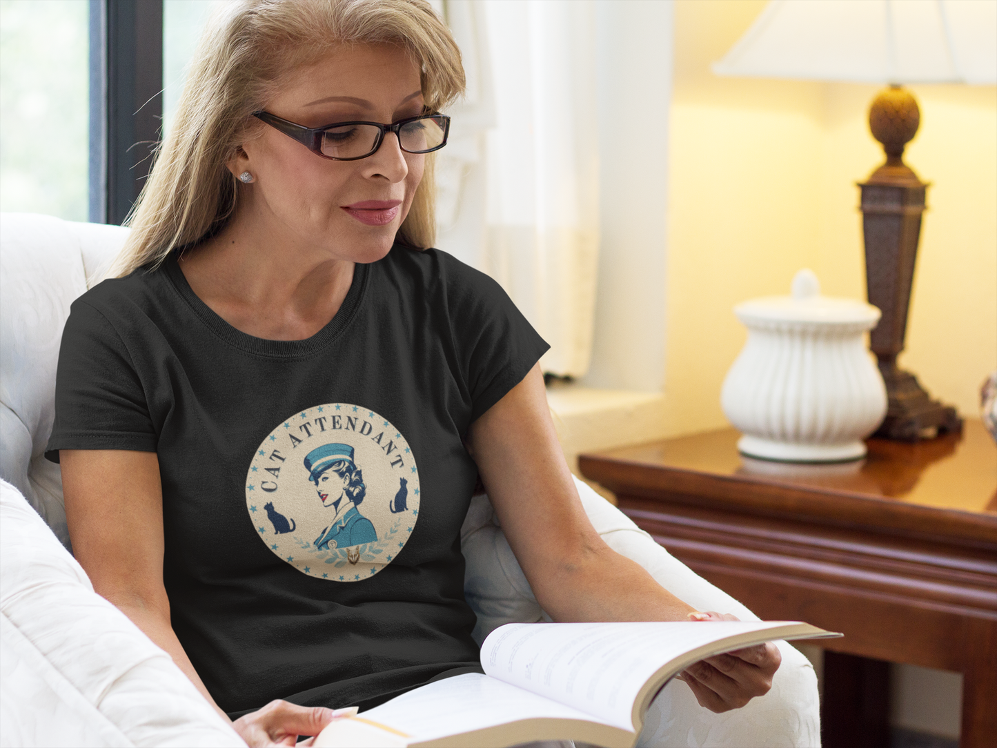 Vintage Style "Cat Attendant" T-Shirt - (Unisex Jersey Short Sleeve Tee - Perfect Gift for Cat Lovers!)