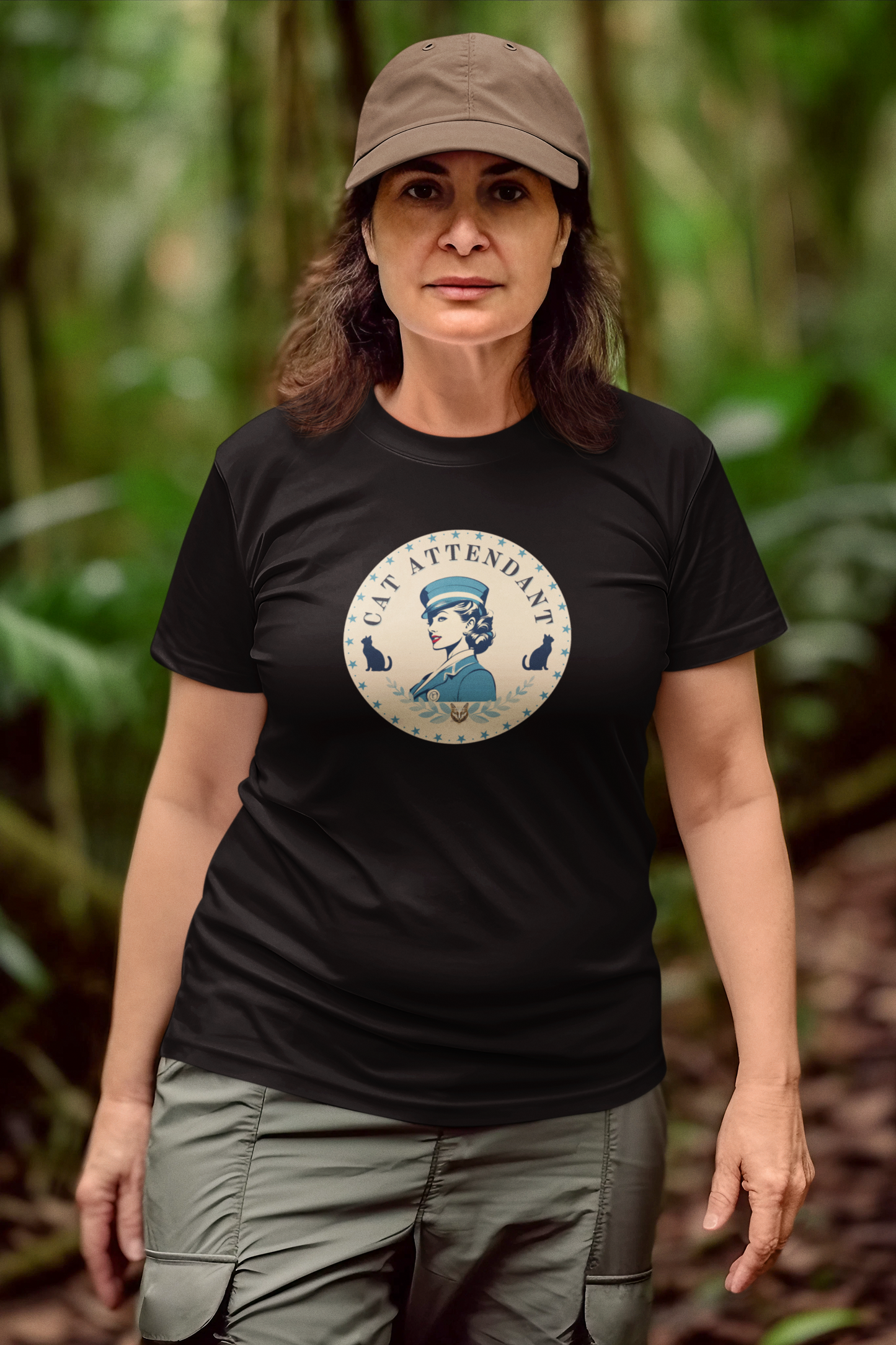 Vintage Style "Cat Attendant" T-Shirt - (Unisex Jersey Short Sleeve Tee - Perfect Gift for Cat Lovers!)