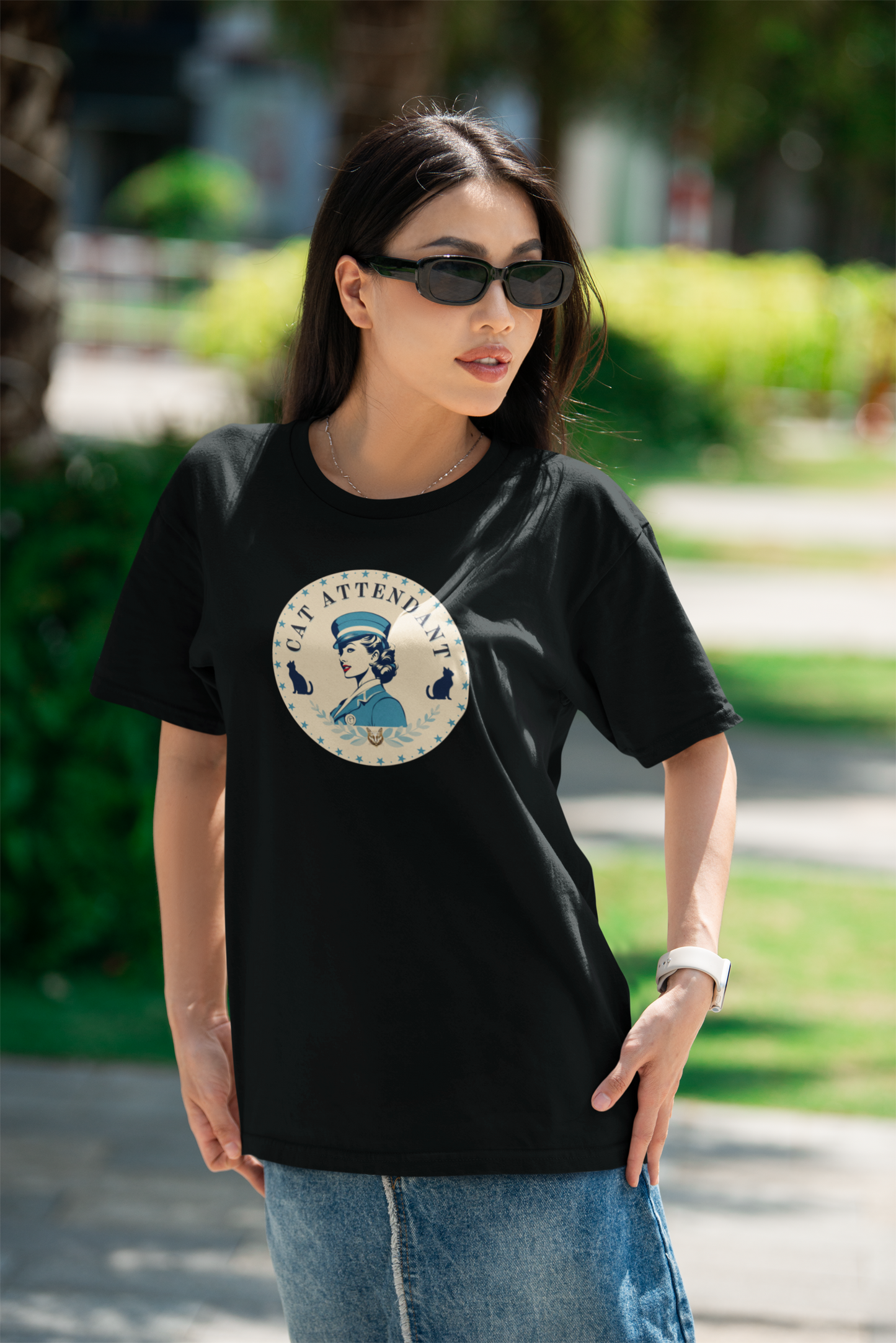 Vintage Style "Cat Attendant" T-Shirt - (Unisex Jersey Short Sleeve Tee - Perfect Gift for Cat Lovers!)