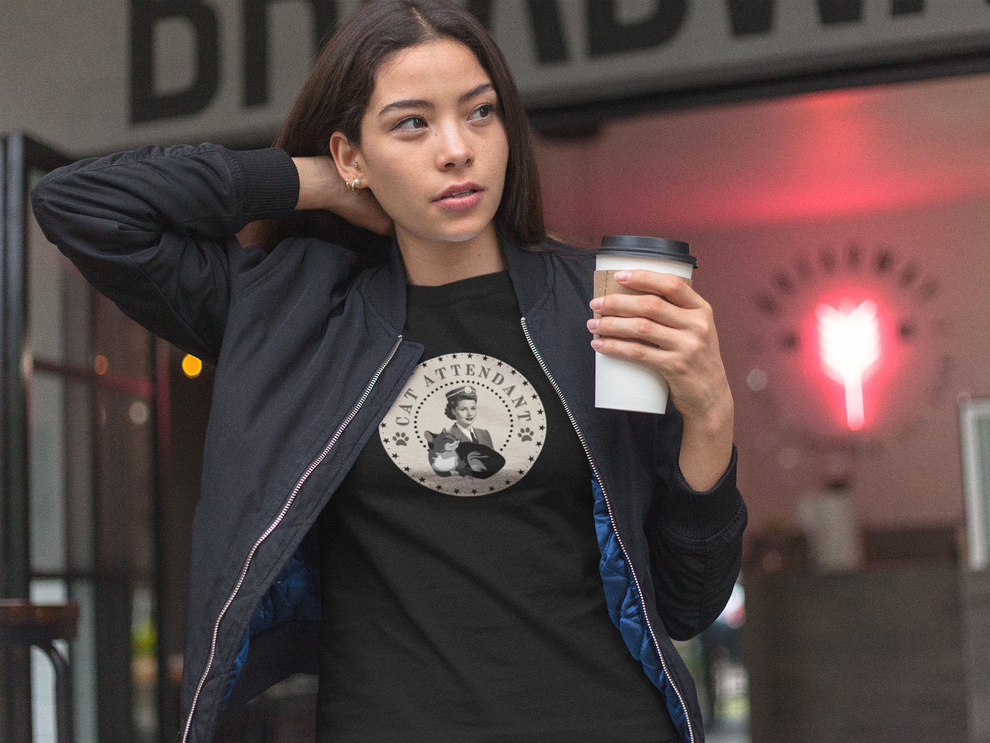 Vintage Style "Cat Attendant" T-Shirt - (Unisex Jersey Short Sleeve Tee - Perfect Gift for Cat Lovers!)