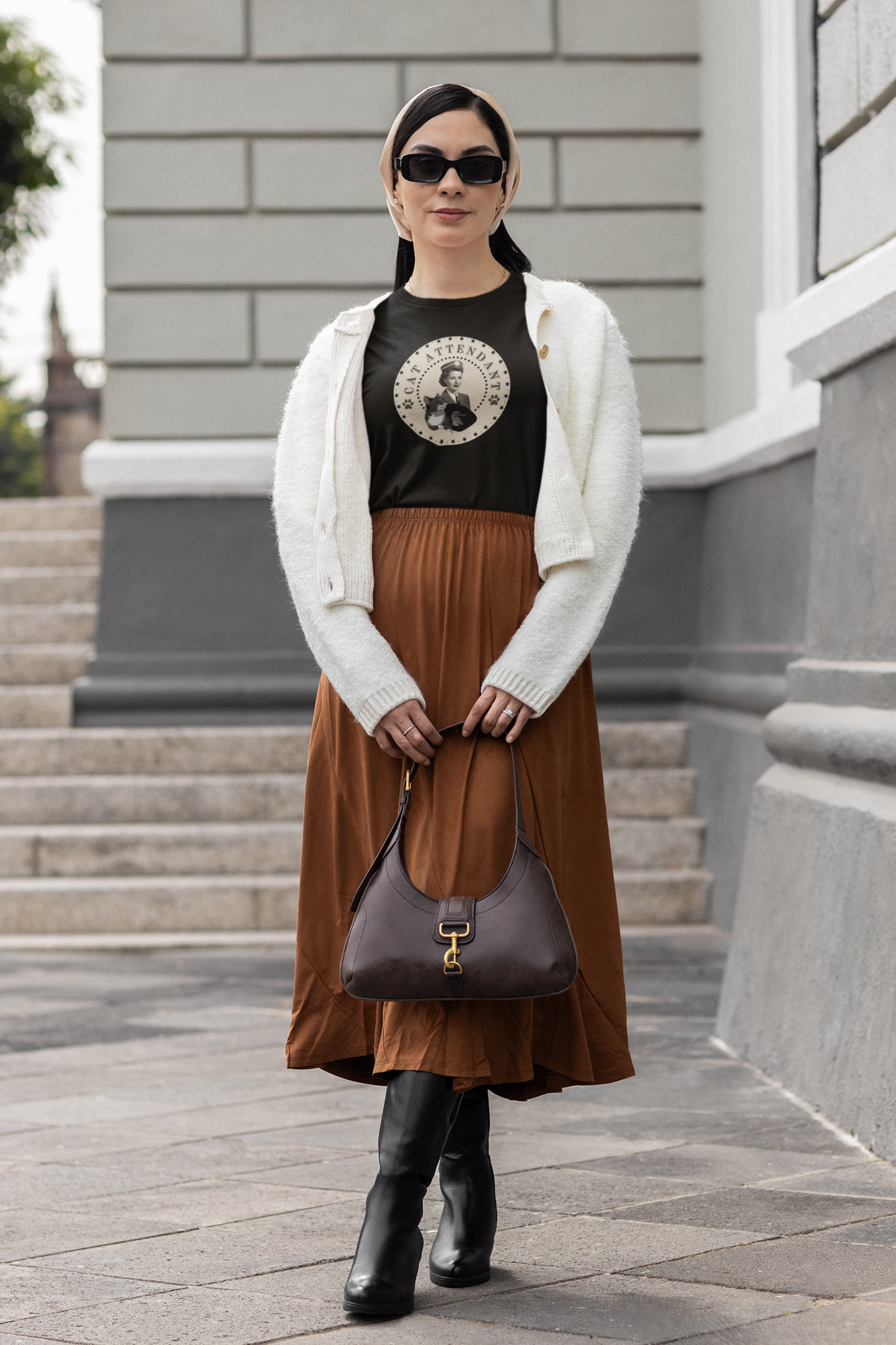 Vintage Style "Cat Attendant" T-Shirt - (Unisex Jersey Short Sleeve Tee - Perfect Gift for Cat Lovers!)
