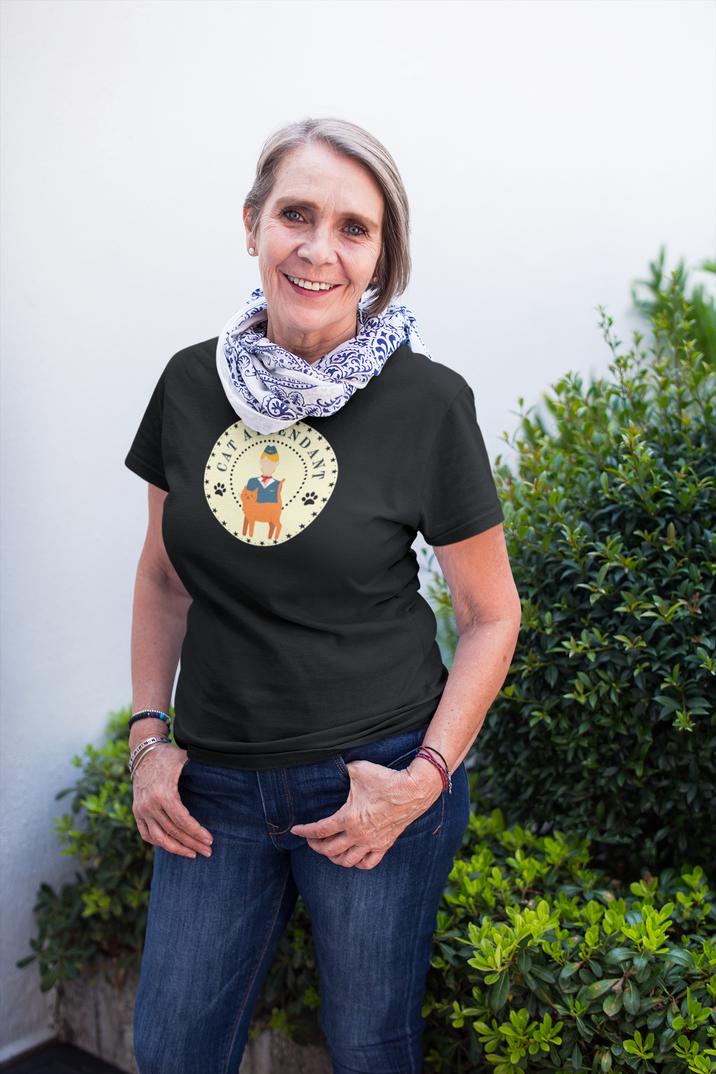 Cute "Cat Attendant" T-Shirt with Orange Cat - (Unisex Jersey Short Sleeve Tee - Perfect Gift for Cat Lovers!)