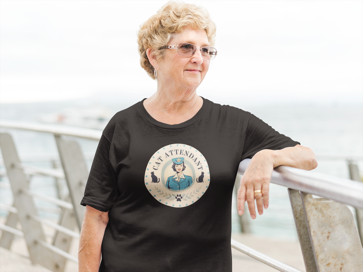 Vintage Style "Cat Attendant" T-Shirt - (Unisex Jersey Short Sleeve Tee - Perfect Gift for Cat Lovers!)