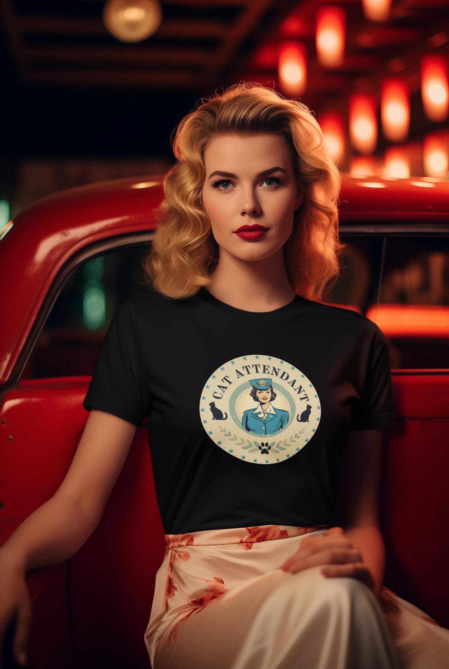 Vintage Style "Cat Attendant" T-Shirt - (Unisex Jersey Short Sleeve Tee - Perfect Gift for Cat Lovers!)