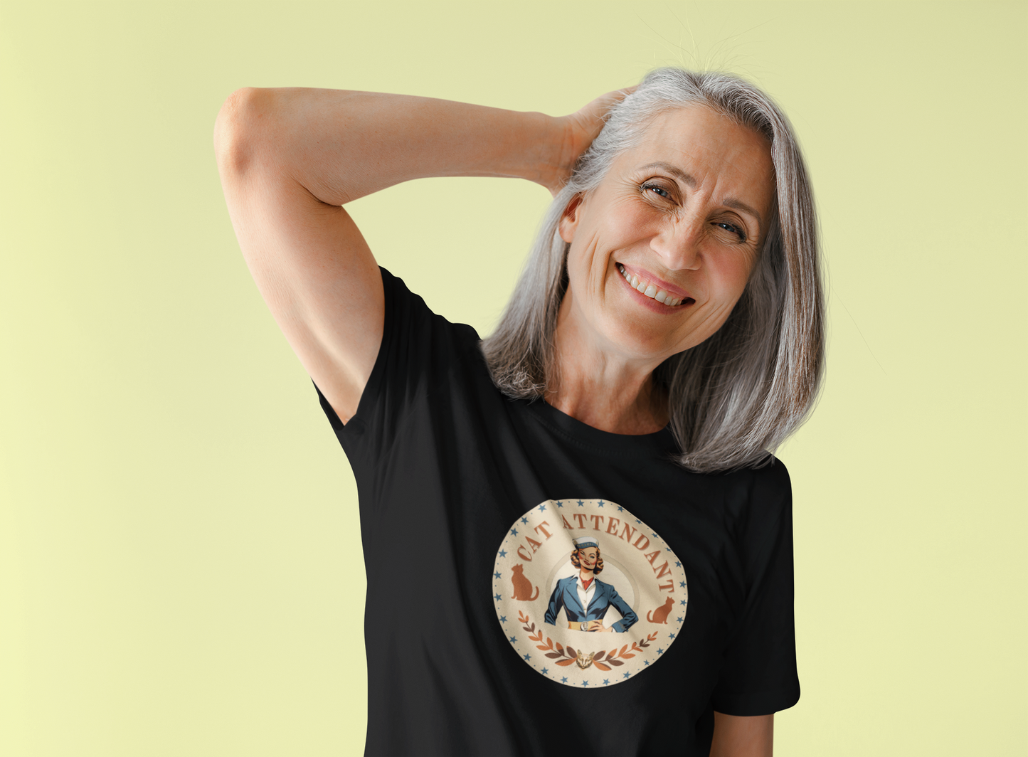 Vintage Style "Cat Attendant" T-Shirt - (Unisex Jersey Short Sleeve Tee - Perfect Gift for Cat Lovers!)