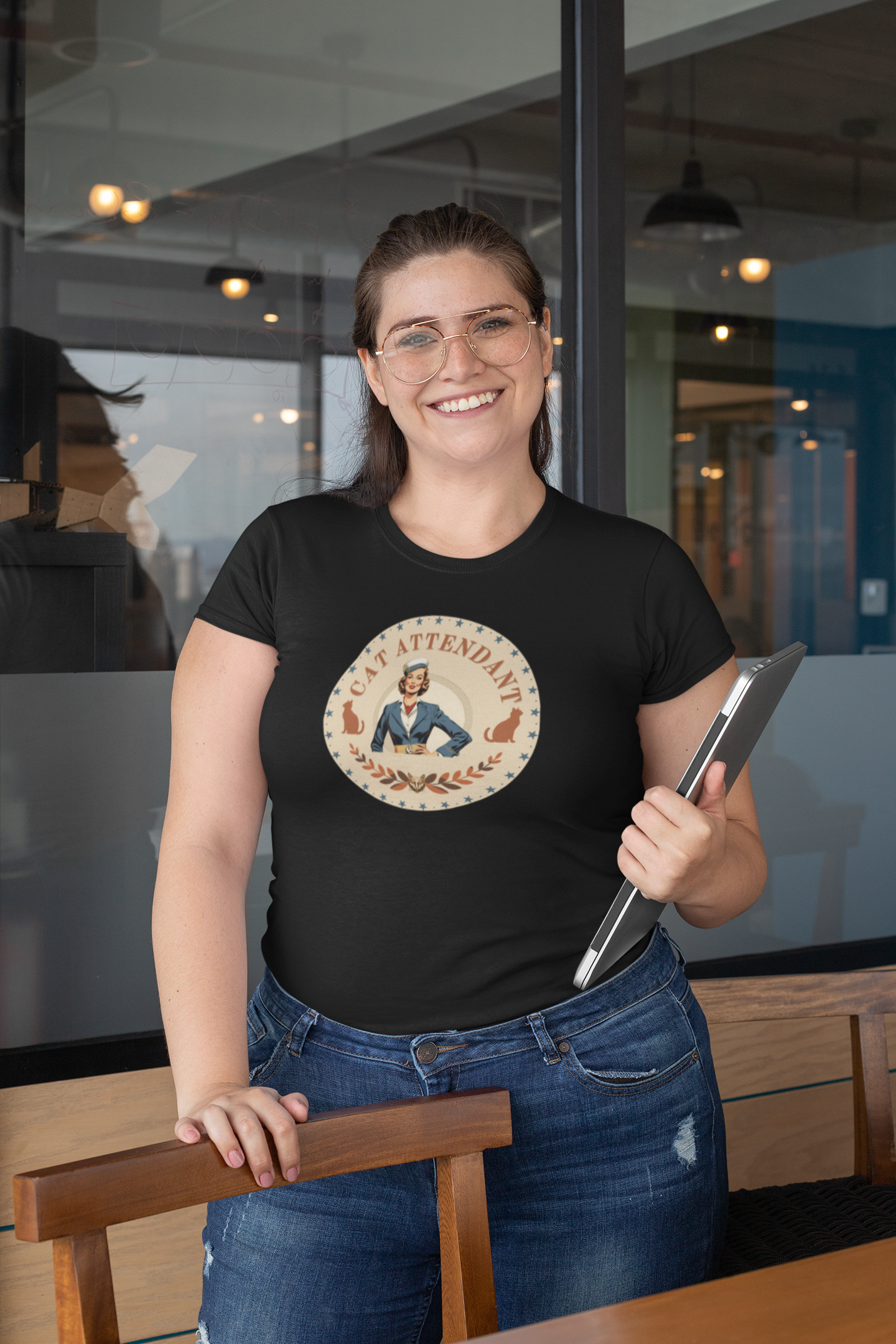 Vintage Style "Cat Attendant" T-Shirt - (Unisex Jersey Short Sleeve Tee - Perfect Gift for Cat Lovers!)