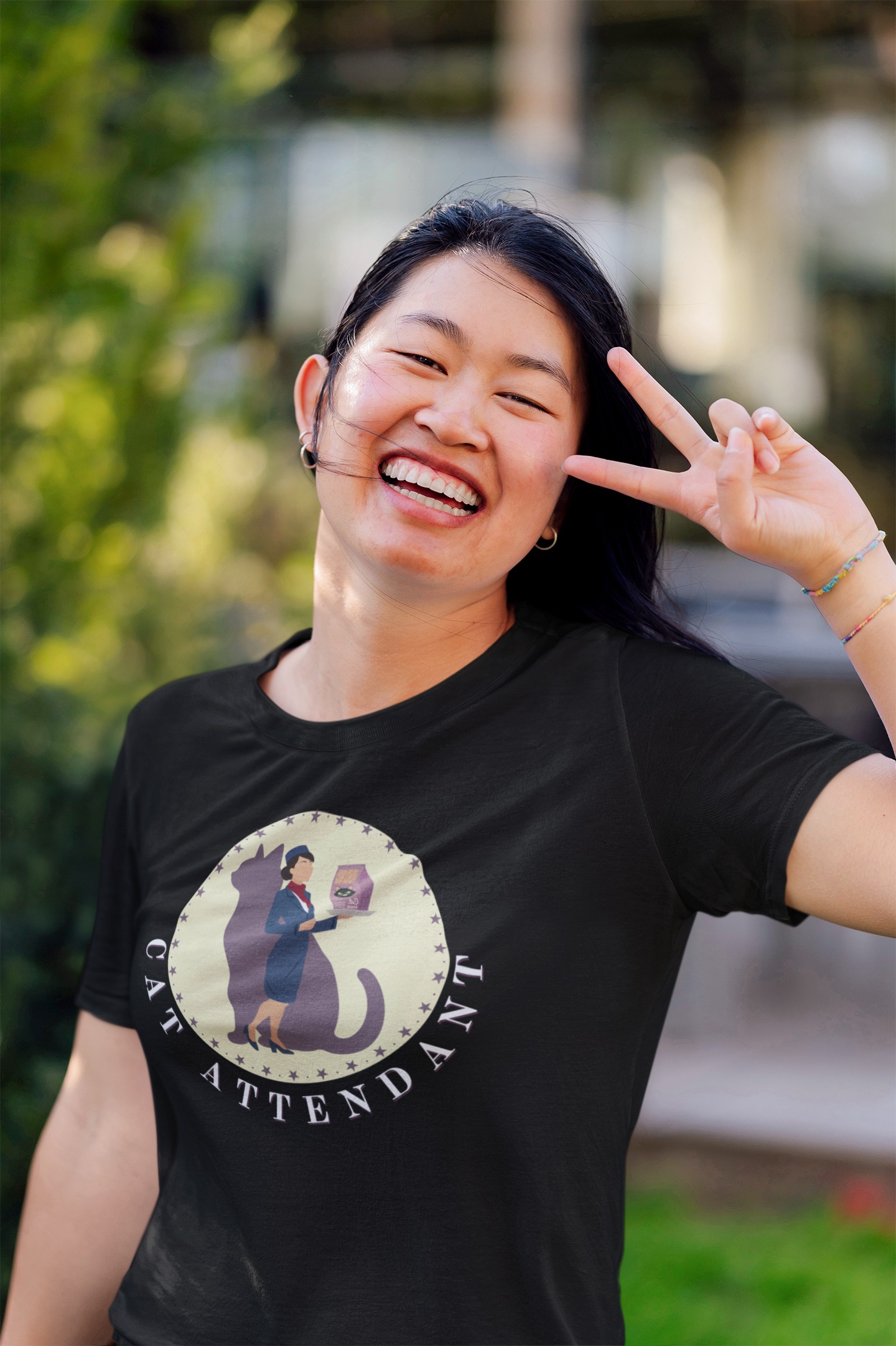 Fun "Cat Attendant" T-Shirt - (Unisex Jersey Short Sleeve Tee - Perfect Gift for Cat Lovers!)