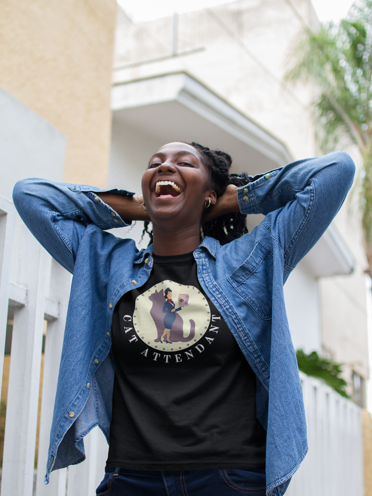 Fun "Cat Attendant" T-Shirt - (Unisex Jersey Short Sleeve Tee - Perfect Gift for Cat Lovers!)